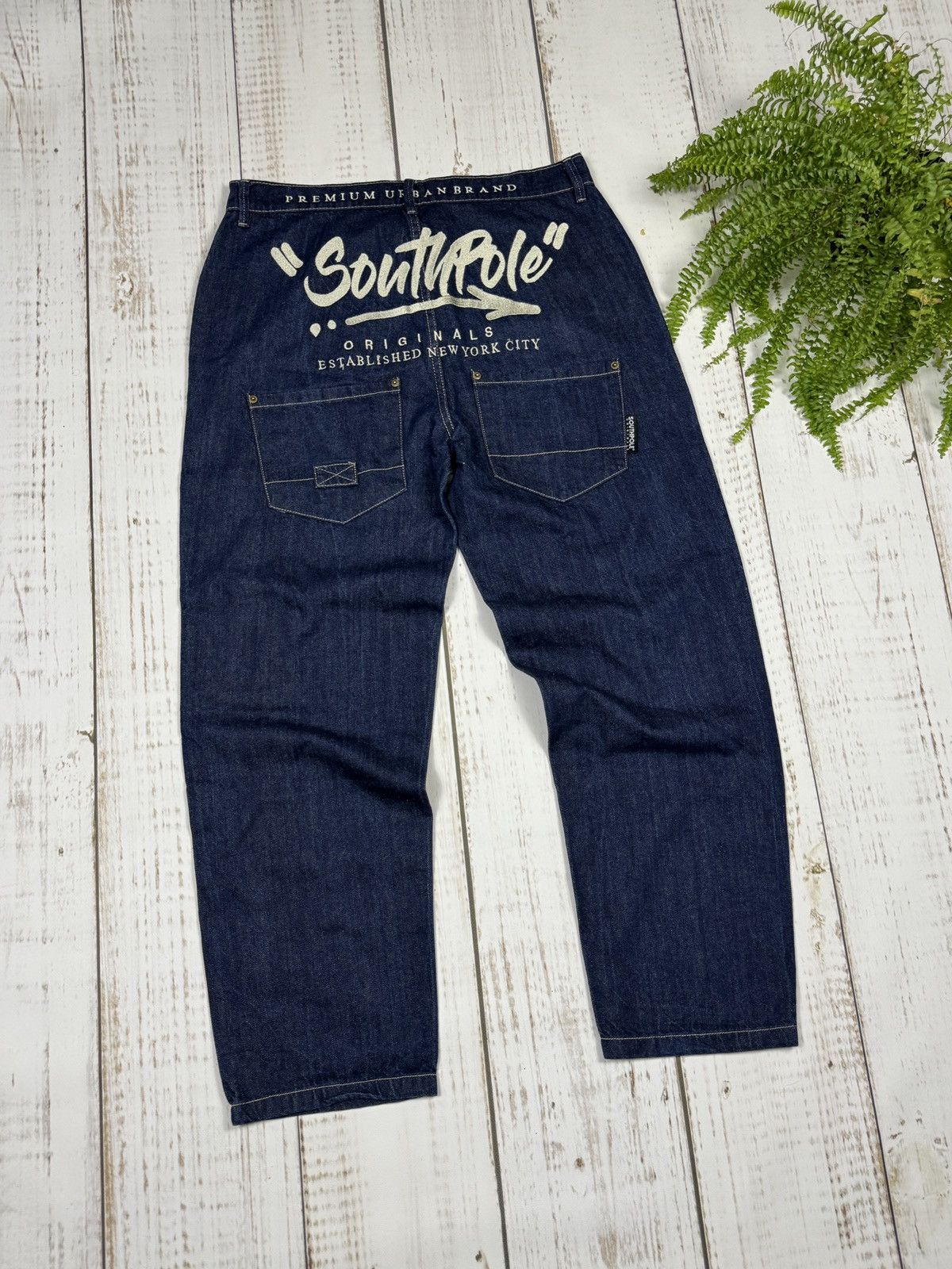 Southpole Southpole Denim Baggy Pants Embroidered Drip Size US 34 / EU 50 - 1 Thumbnail