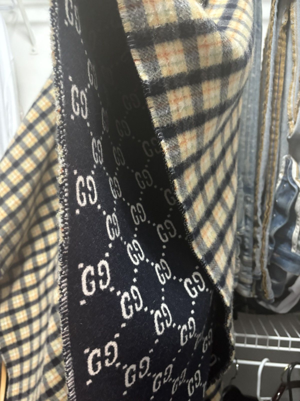 Gucci Gucci Reversible Navy GG Poncho Size US L / EU 52-54 / 3 - 8 Thumbnail