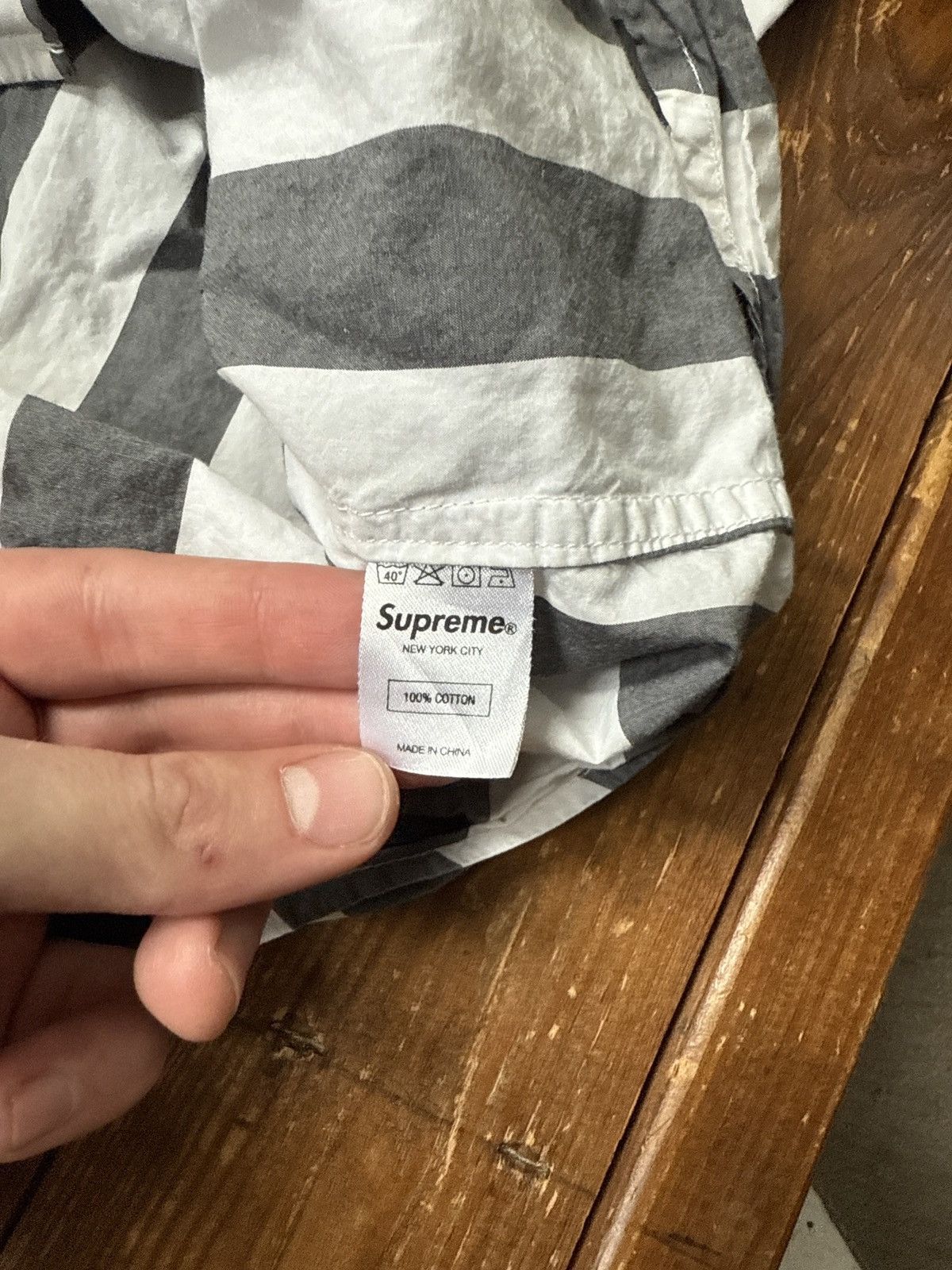Supreme Supreme Black White Striped Button Short Sleeve Shirt SS11 Size US L / EU 52-54 / 3 - 6 Thumbnail