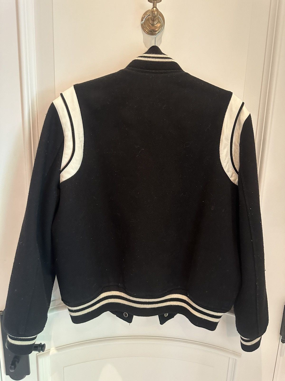 image of Saint Laurent Paris x YVES Saint Laurent Teddy Jacket in Black, Men's (Size Medium)
