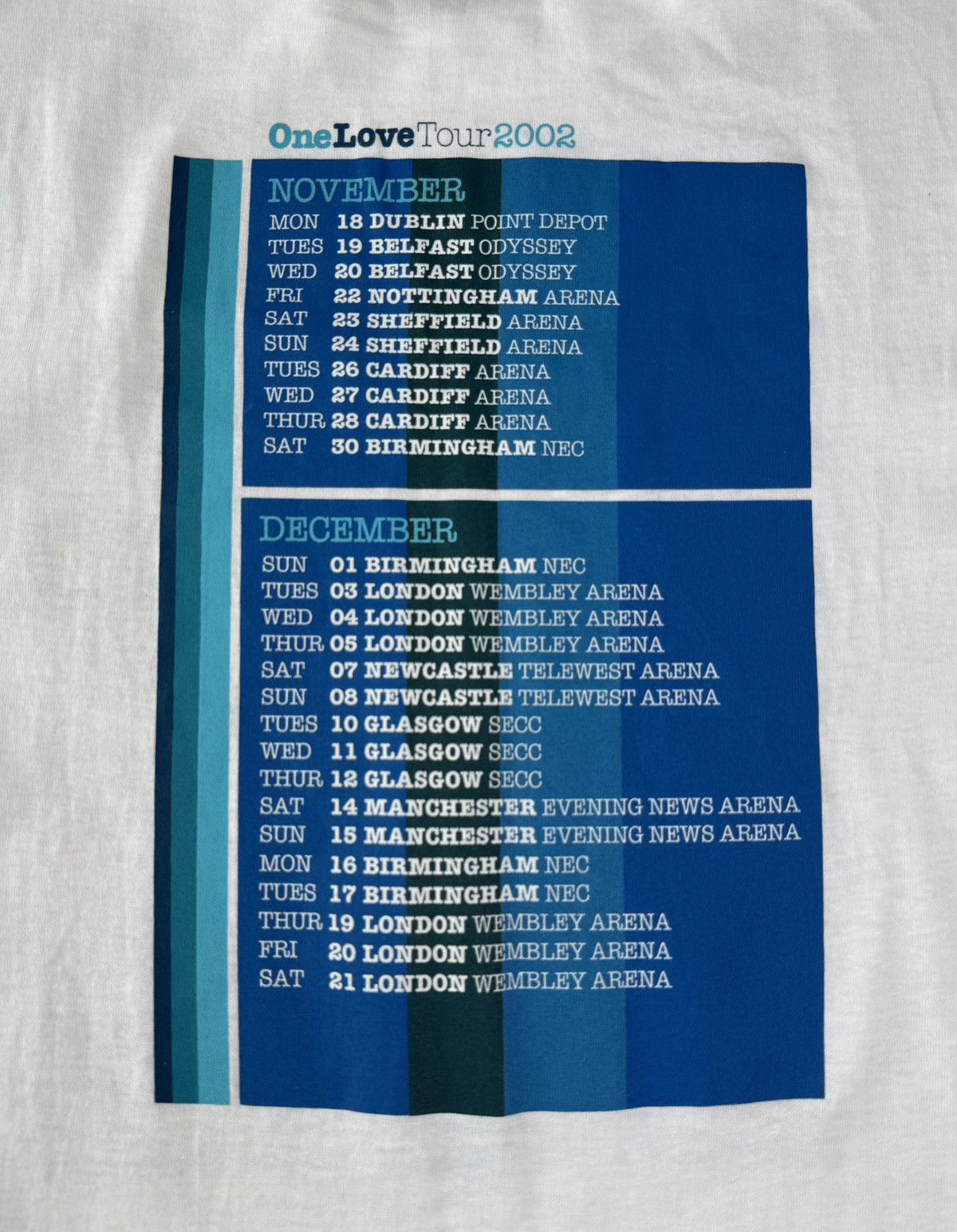 Band Tees Vintage Blue Band T-Shirt One Love Tour 2002 size L Size US L / EU 52-54 / 3 - 8 Thumbnail