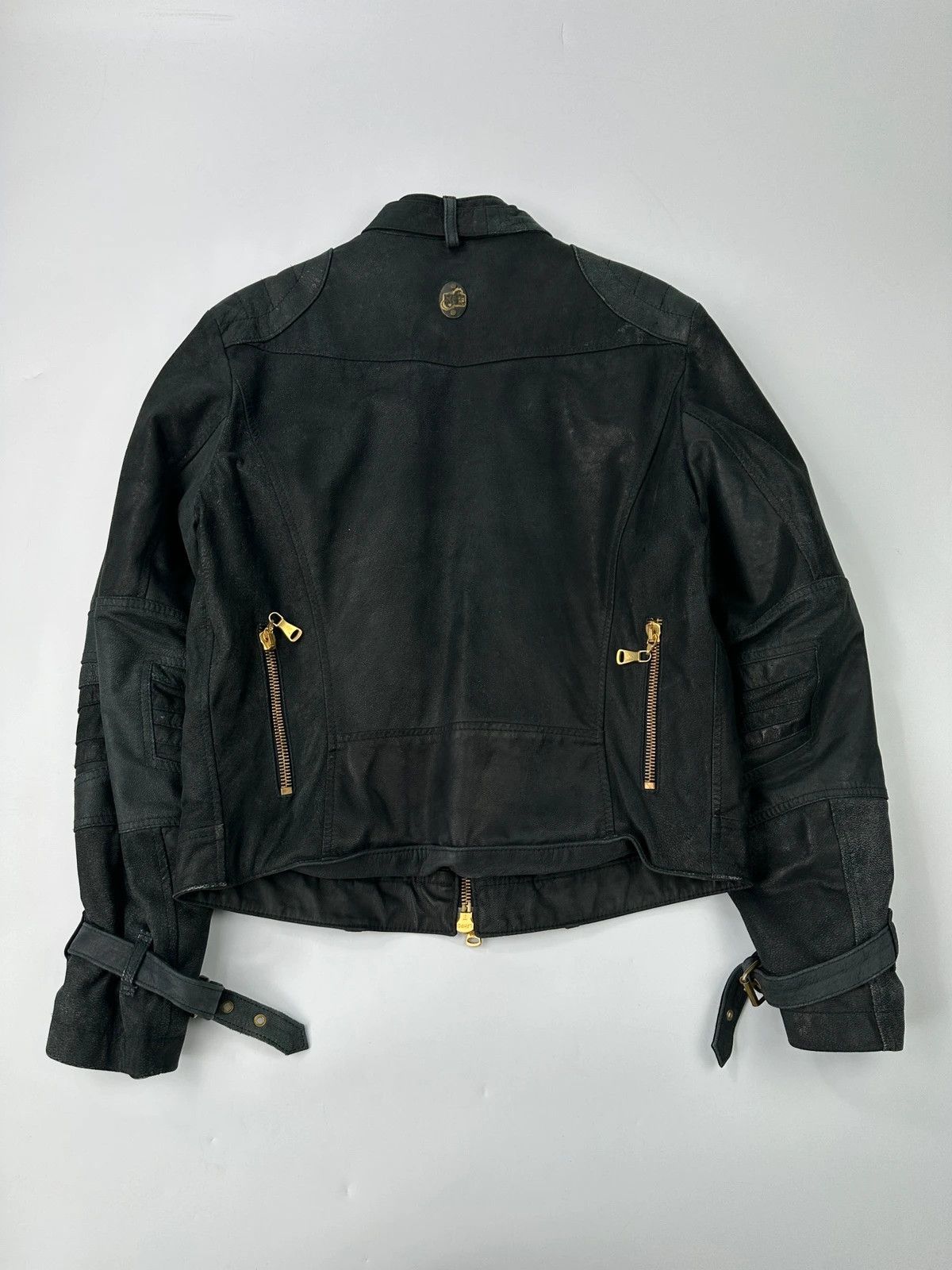 Gianfranco Ferre Gianfranco Ferre Black Leather Biker 6 Zip Padded Jacket Size US L / EU 52-54 / 3 - 6 Thumbnail