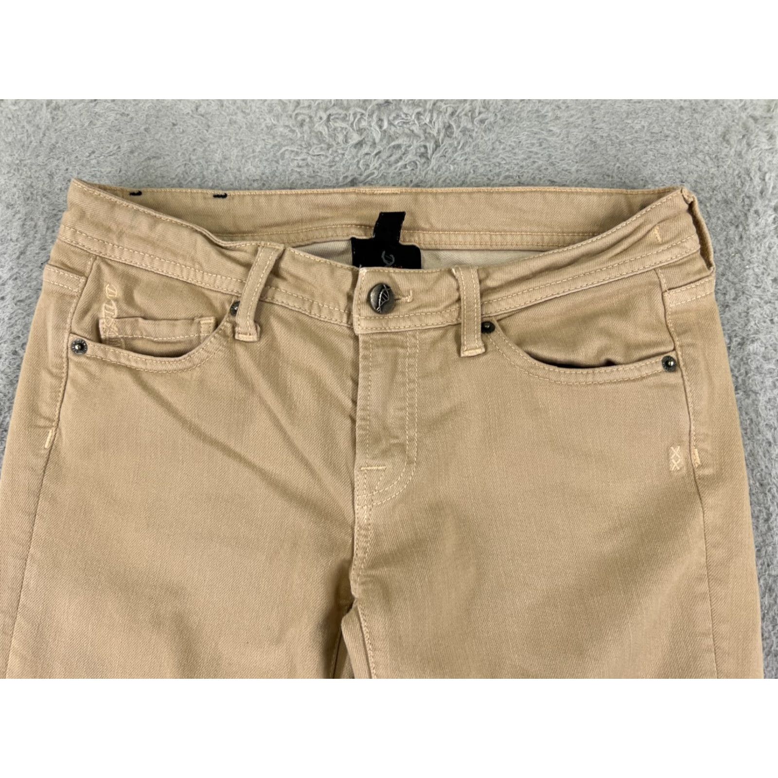 Vintage VINTAGE Genetic Women’s Skinny Jeans Pants 27 Beige Cotton Low Rise Embroidered 90s Casual Girls Size 27" / US 4 / IT 40 - 4 Thumbnail