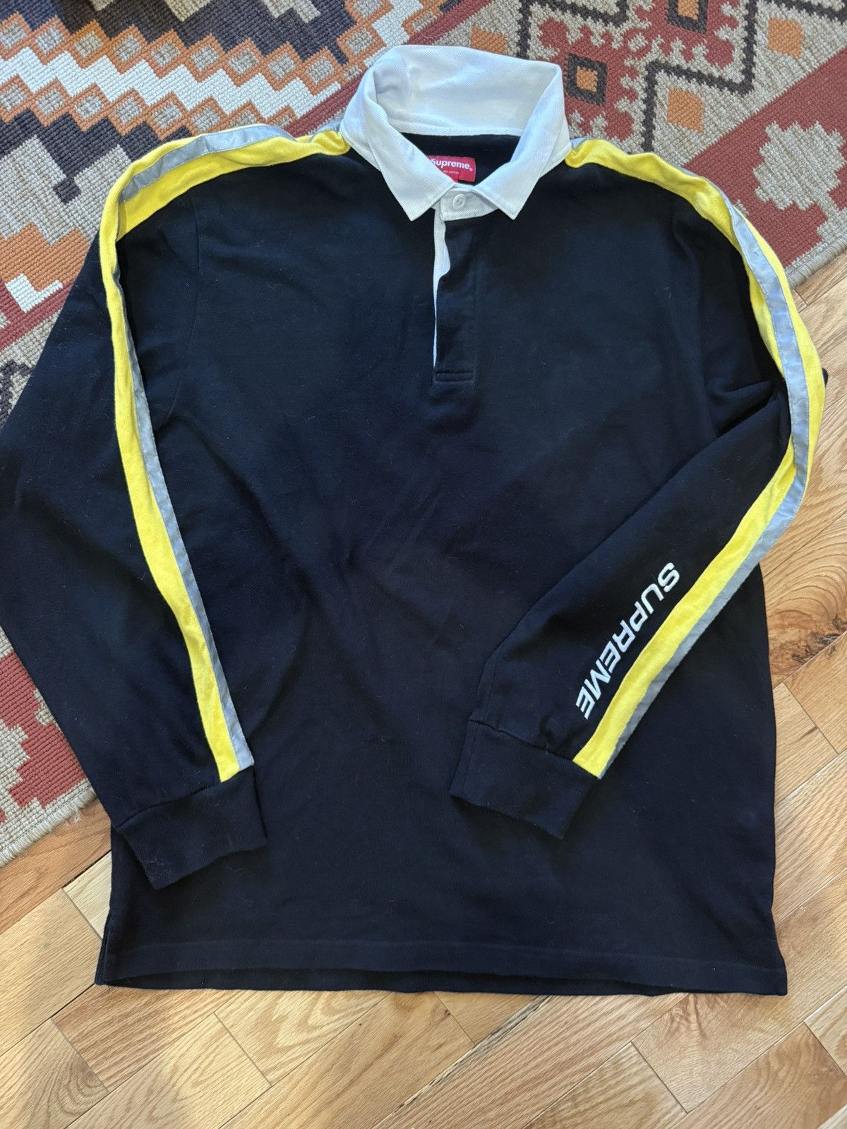Nike × Supreme Supreme Nike Stripe Rugby Long Sleeve Shirt Black