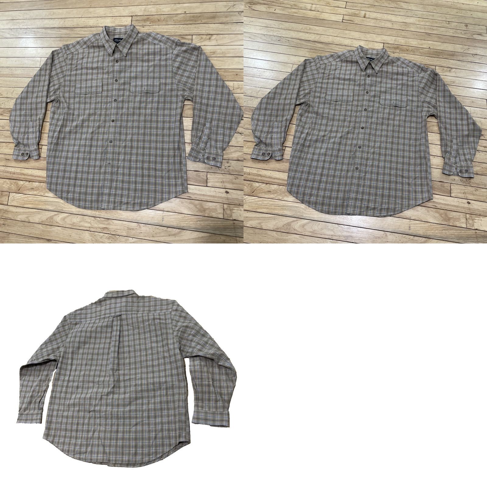 Eddie Bauer VINTAGE Eddie Bauer Button-Up Shirt Men XL Twill Canvas Pockets 90s Y2k Outdoor Tan Gold Brown Plaid Size US XL / EU 56 / 4 - 11 Thumbnail
