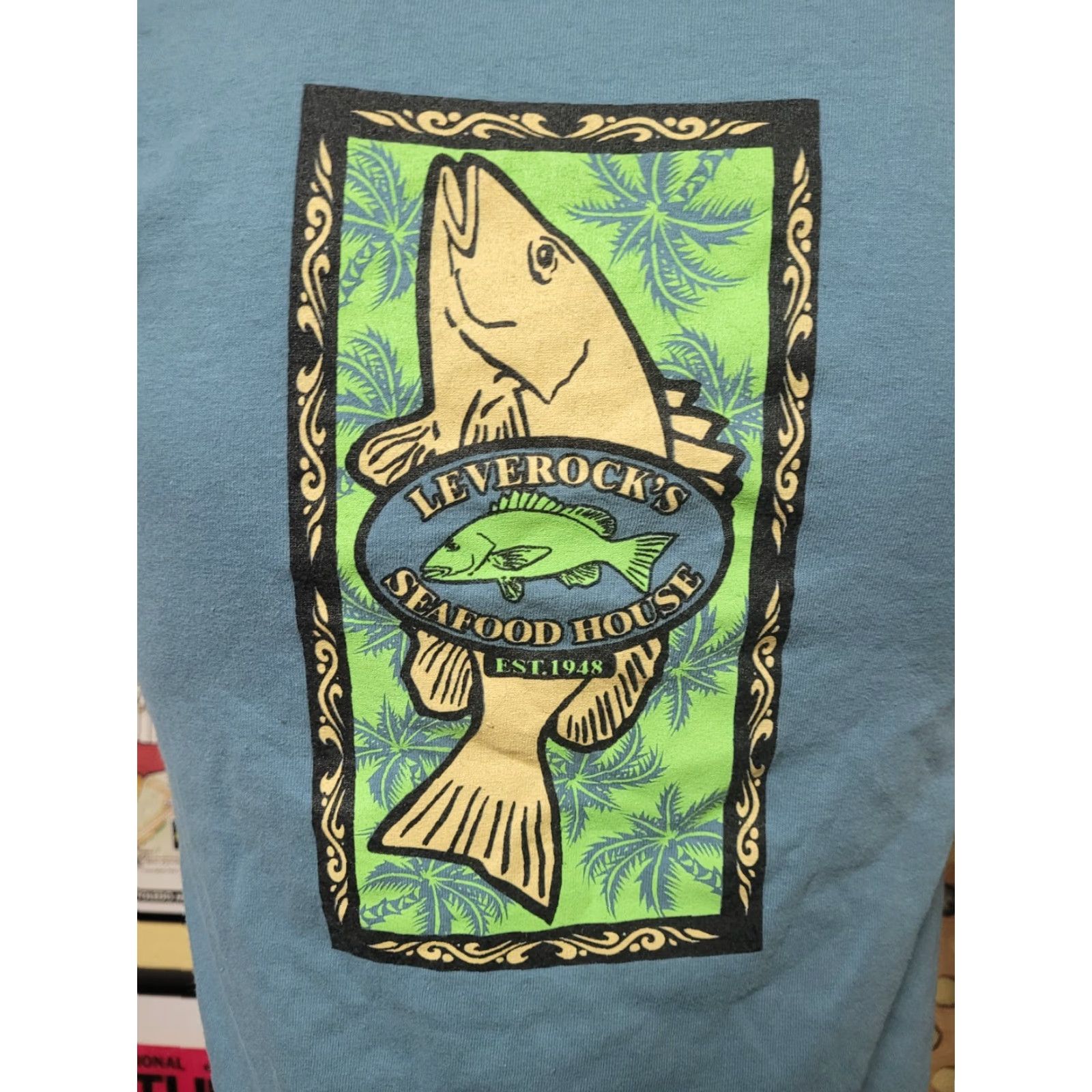 Gildan Leverocks Seafood House T Shirt Small Men S Blue Gildan 100% Cotton Graphic Tee Bar Restaurant Florida Fish Vintage Placida FL Shirts Size US S / EU 44-46 / 1 - 4 Thumbnail