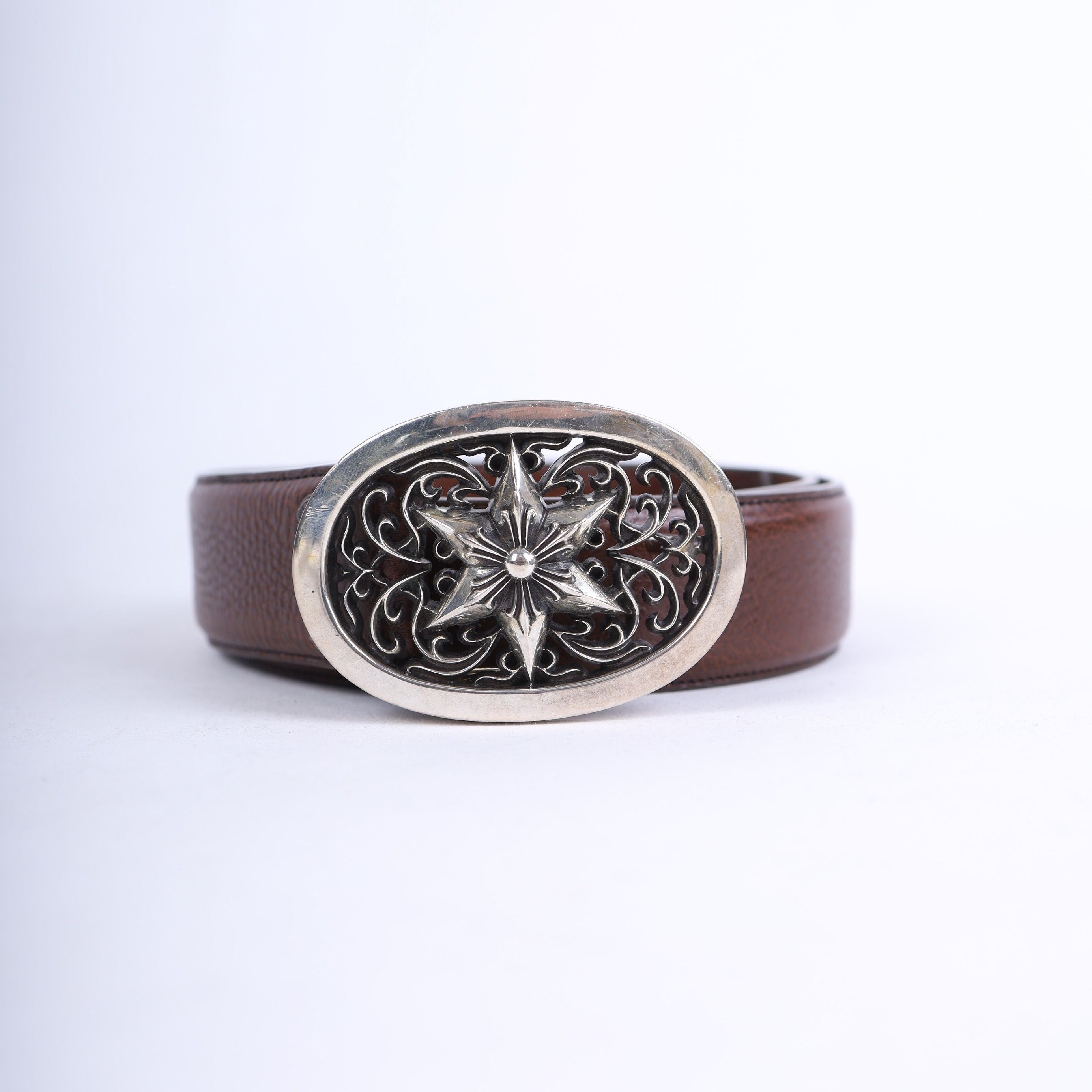 Chrome Hearts Chrome Hearts Star Oval Cross Brown Belt Size 38 - 4 Thumbnail