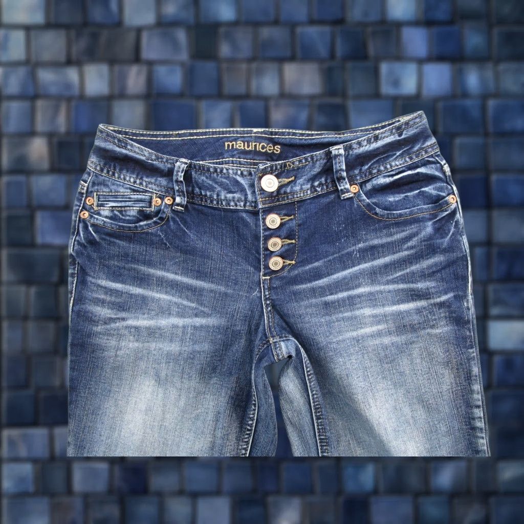 Vintage Maurices Button Fly Bootcut Blue Stretch Denim Jeans Womens Size 5/6 X Short - Used Condition - eBay Size 28" / US 6 / IT 42 - 1 Thumbnail