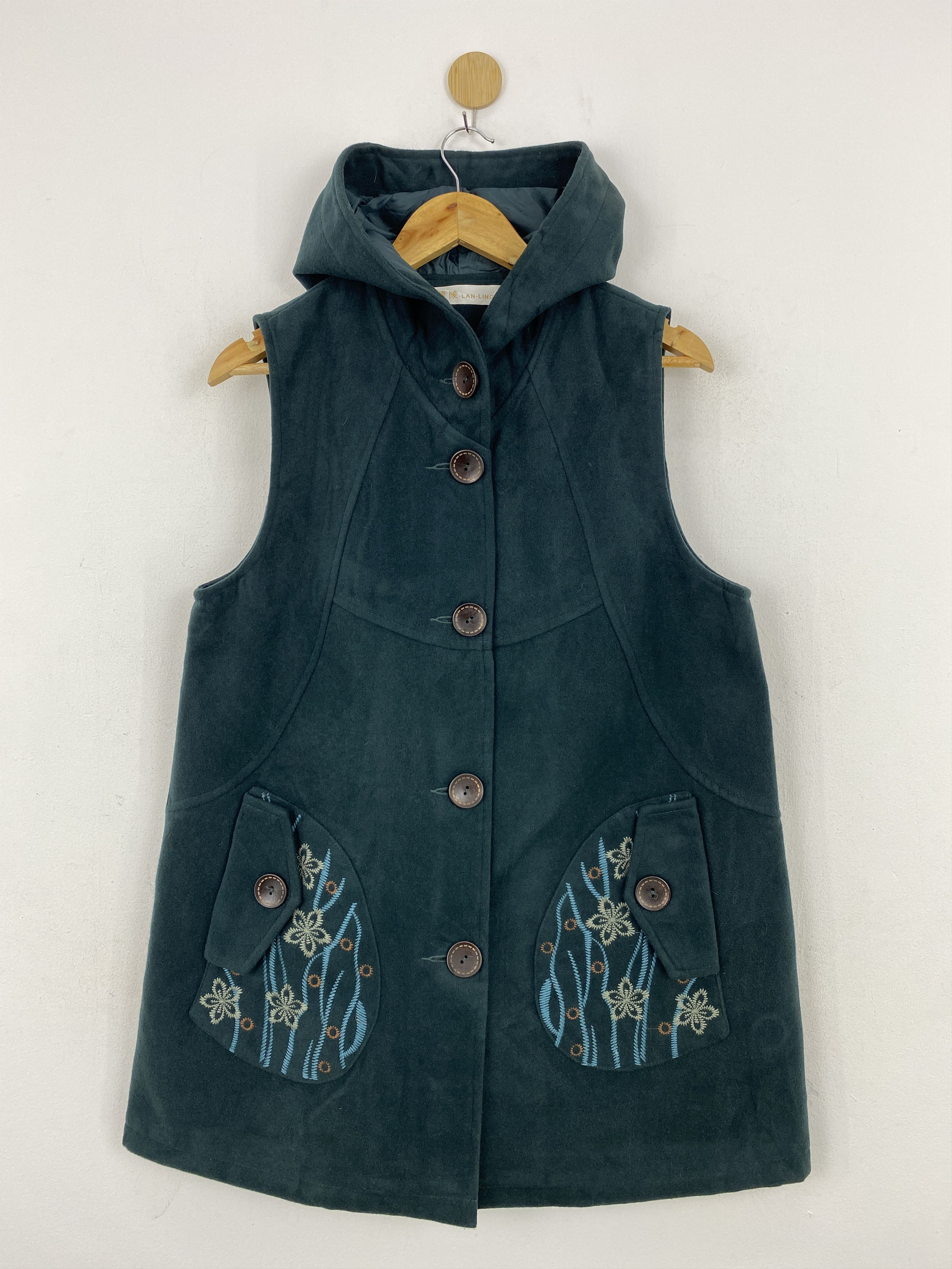Japanese Brand Vintage Japanese Brand Hooded Green Vest Jacket JA0130 Size US XL / EU 56 / 4 - 1 Thumbnail