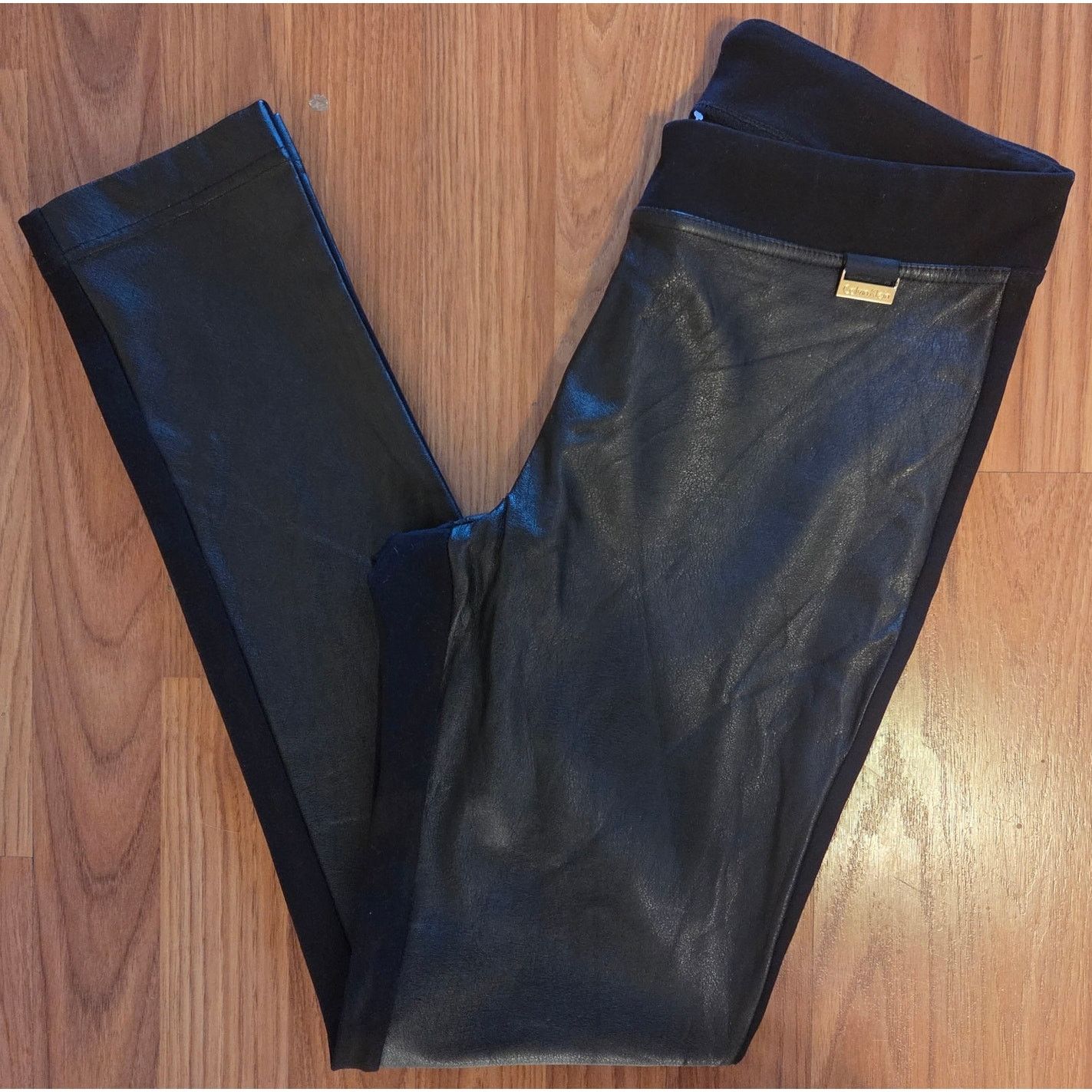 Calvin Klein Calvin Klein Ponte Knit Faux Leather Leggings - XS Size 28" / US 6 / IT 42 - 4 Thumbnail