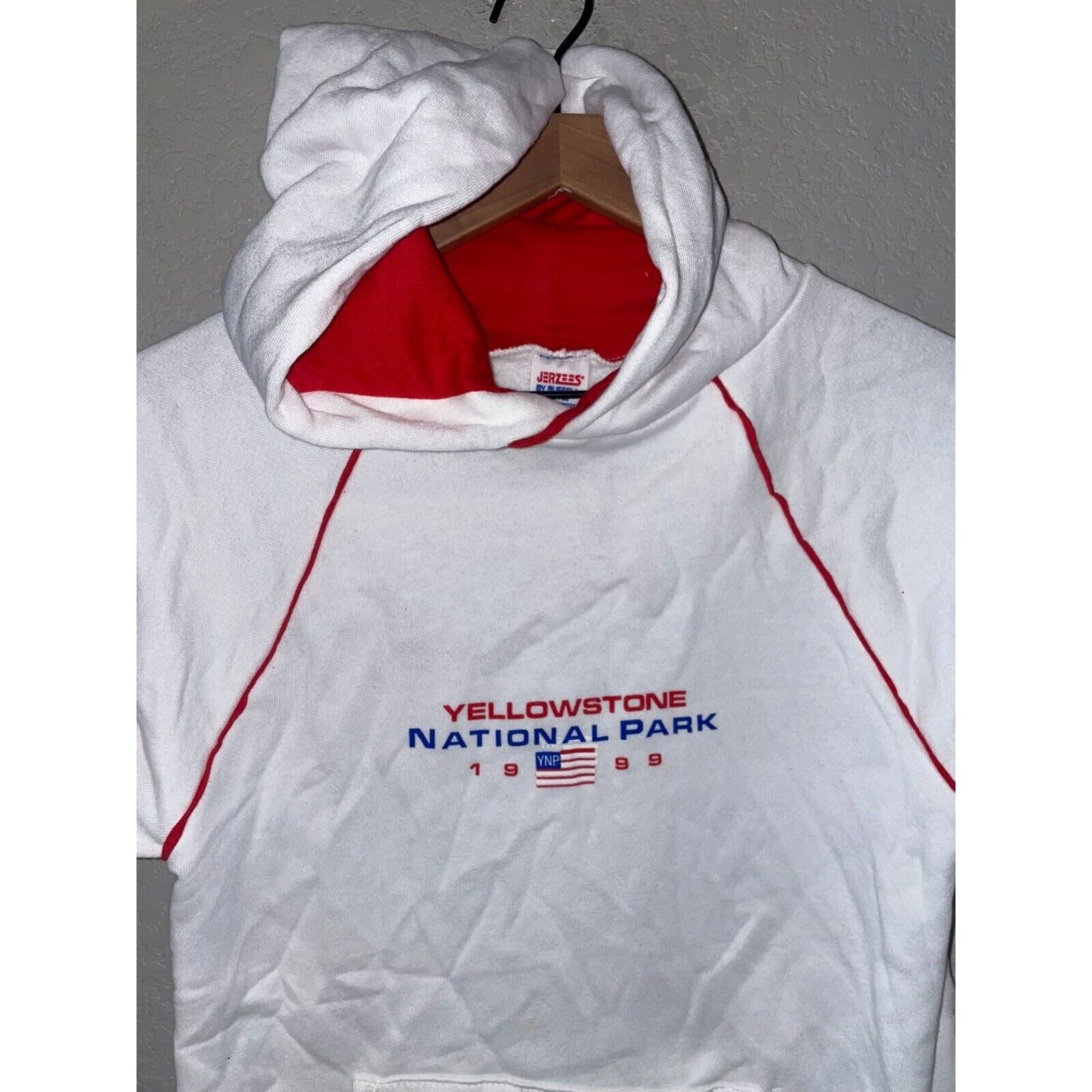 Jerzees Vintage Yellowstone Hoodie National Park White VTG 90s Small Size US S / EU 44-46 / 1 - 2 Thumbnail