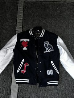 Navy Wool/Leather Dallas Cowboys OVO Varsity Jacket - Jackets Masters