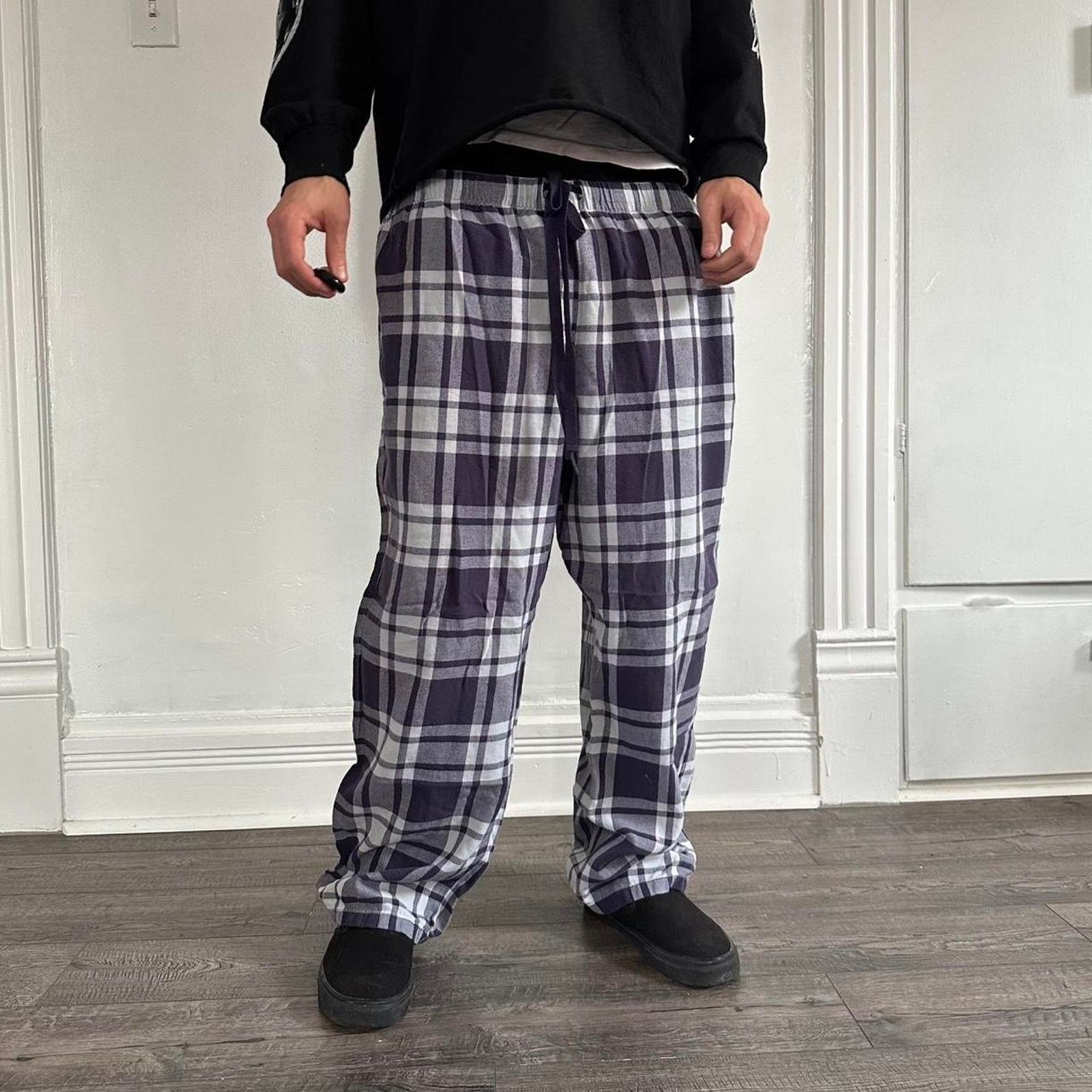 Vintage Vintage Y2K Purple plaid Cotton Baggy Pajama PJ Lounge Pants Size US 34 / EU 50 - 2 Thumbnail