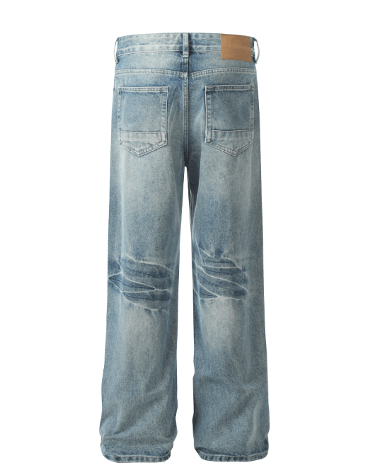 Japanese Brand × Jean Trendy washed blue men's straight loose jeans y2k Size US 32 / EU 48 - 3 Thumbnail