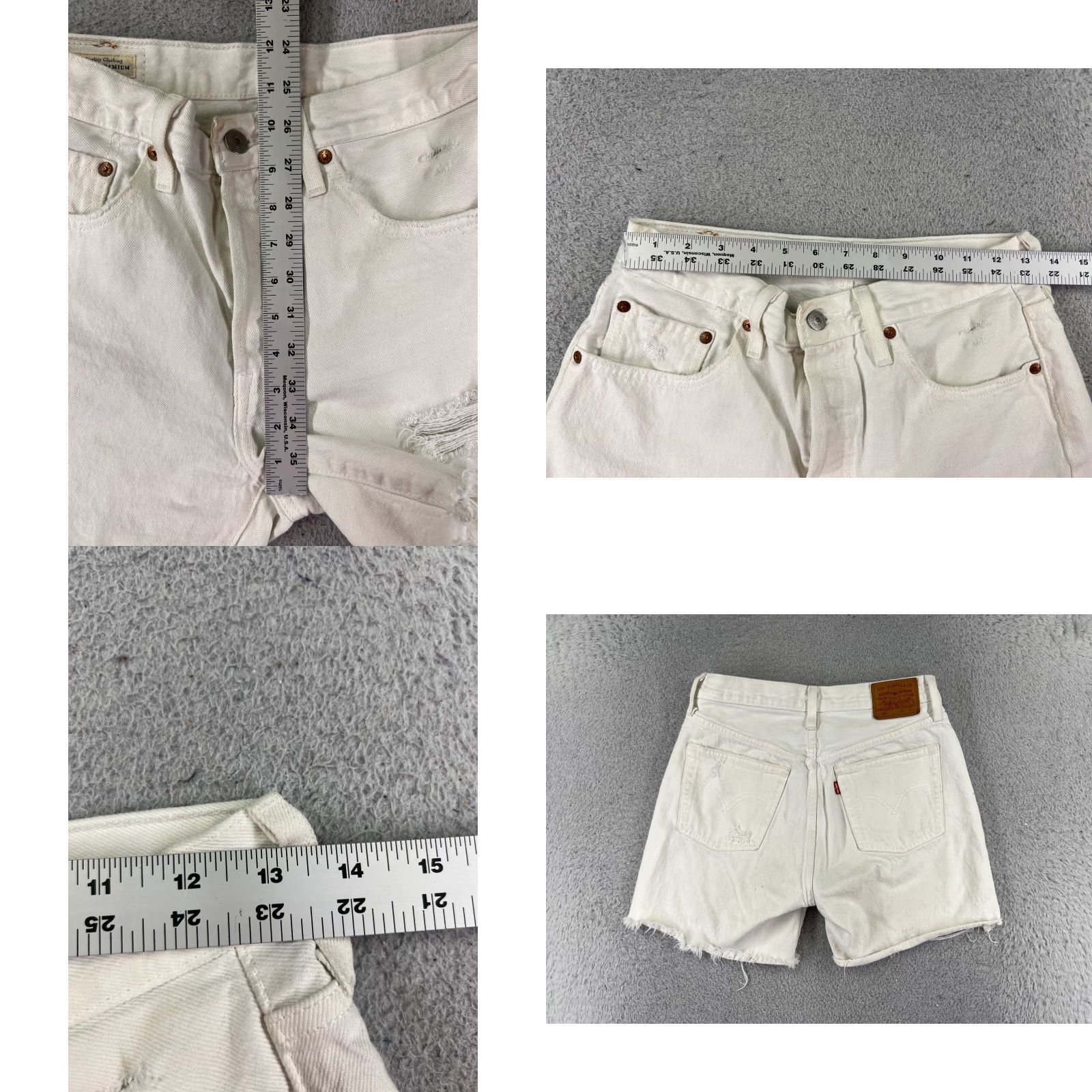 Levi's VINTAGE Levi's Shorts Womens 28 White Denim Cut-Off 501 Button Fly 5-Pocket Regular Rise 5in Inseam Beach Casual Womens Size 28" / US 6 / IT 42 - 9 Thumbnail