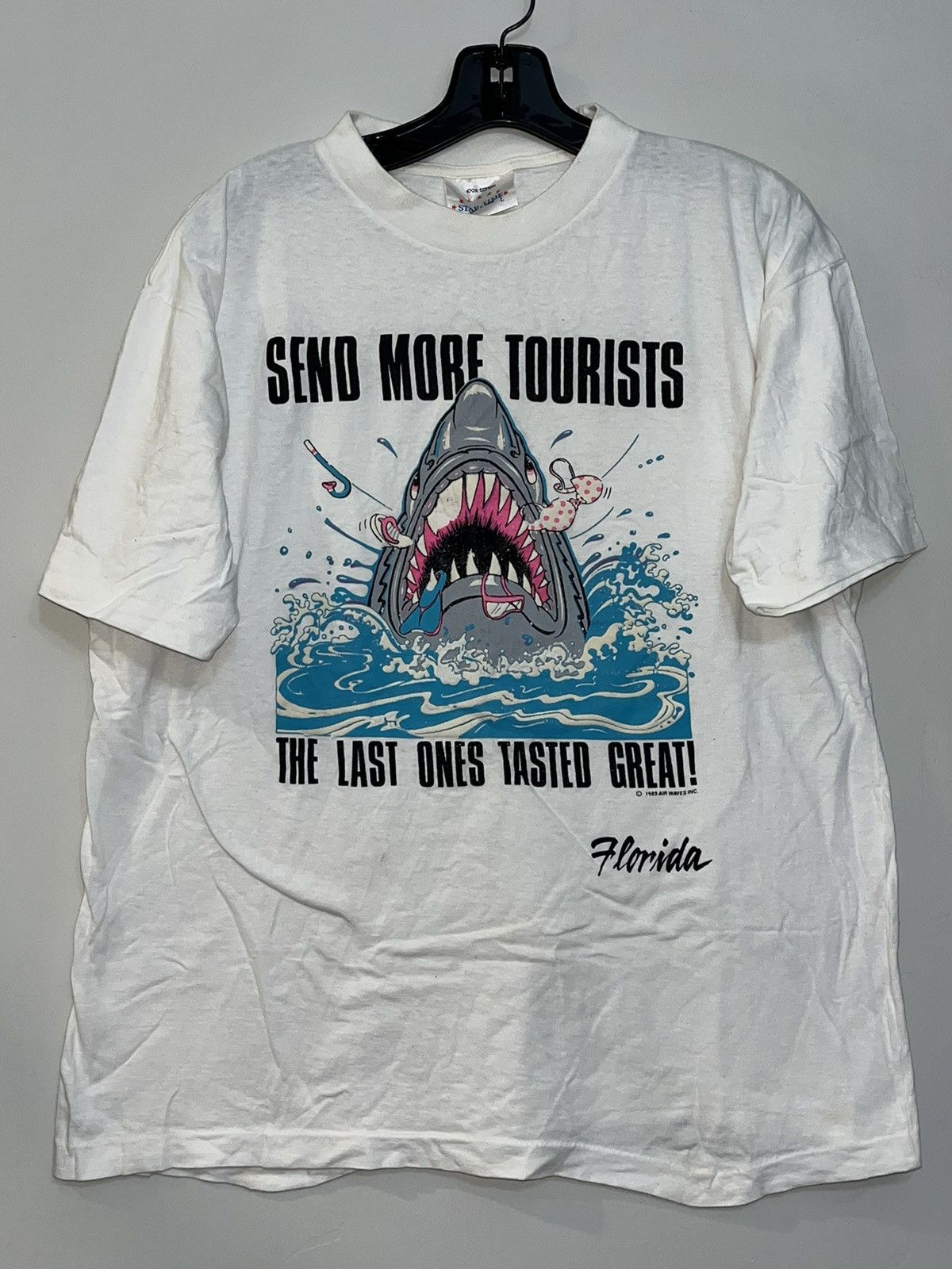 Vintage 80’ SAVE OCEAN JAPAN Mermaid Sea Beaches Tee Shirt Top Manga Series