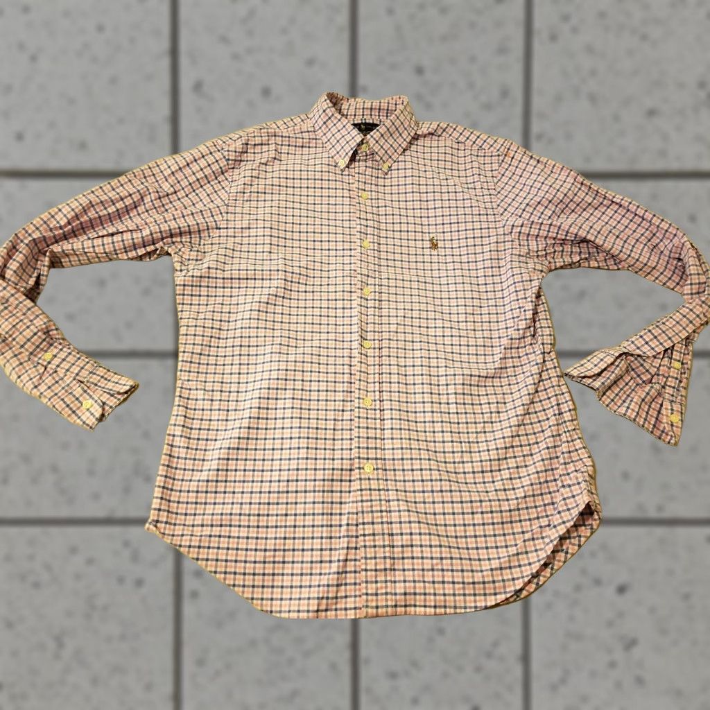 Polo Ralph Lauren Polo Ralph Lauren Shirt Mens Polo Button-Up Long Sleeve Cotton Pink L Large Dress Shirt Size 42R - 1 Thumbnail