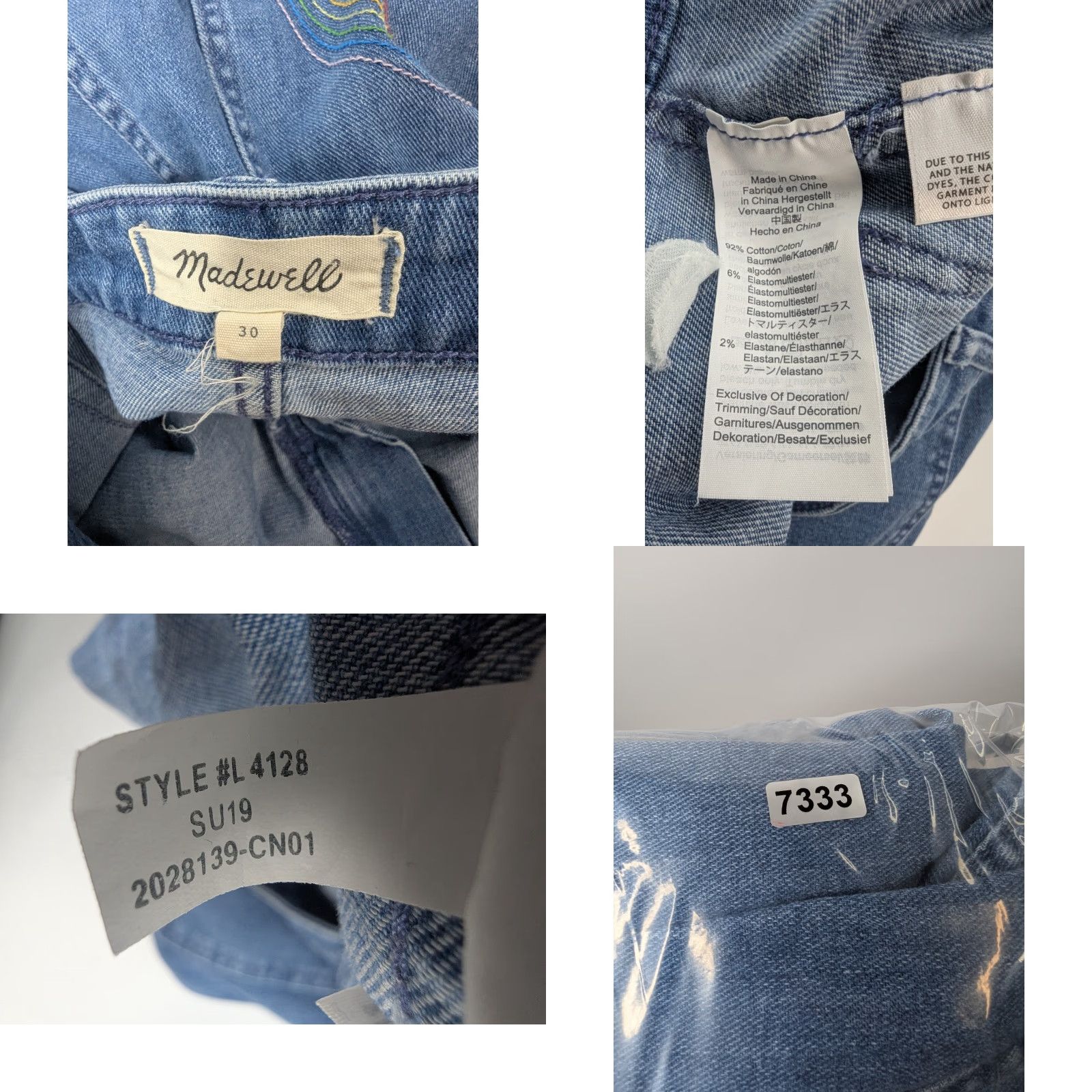 Madewell Madewell Jeans Emmett Rainbow Stitched Edition Wide Leg Crop indigo Size 30 Size 30" / US 8 / IT 44 - 9 Thumbnail