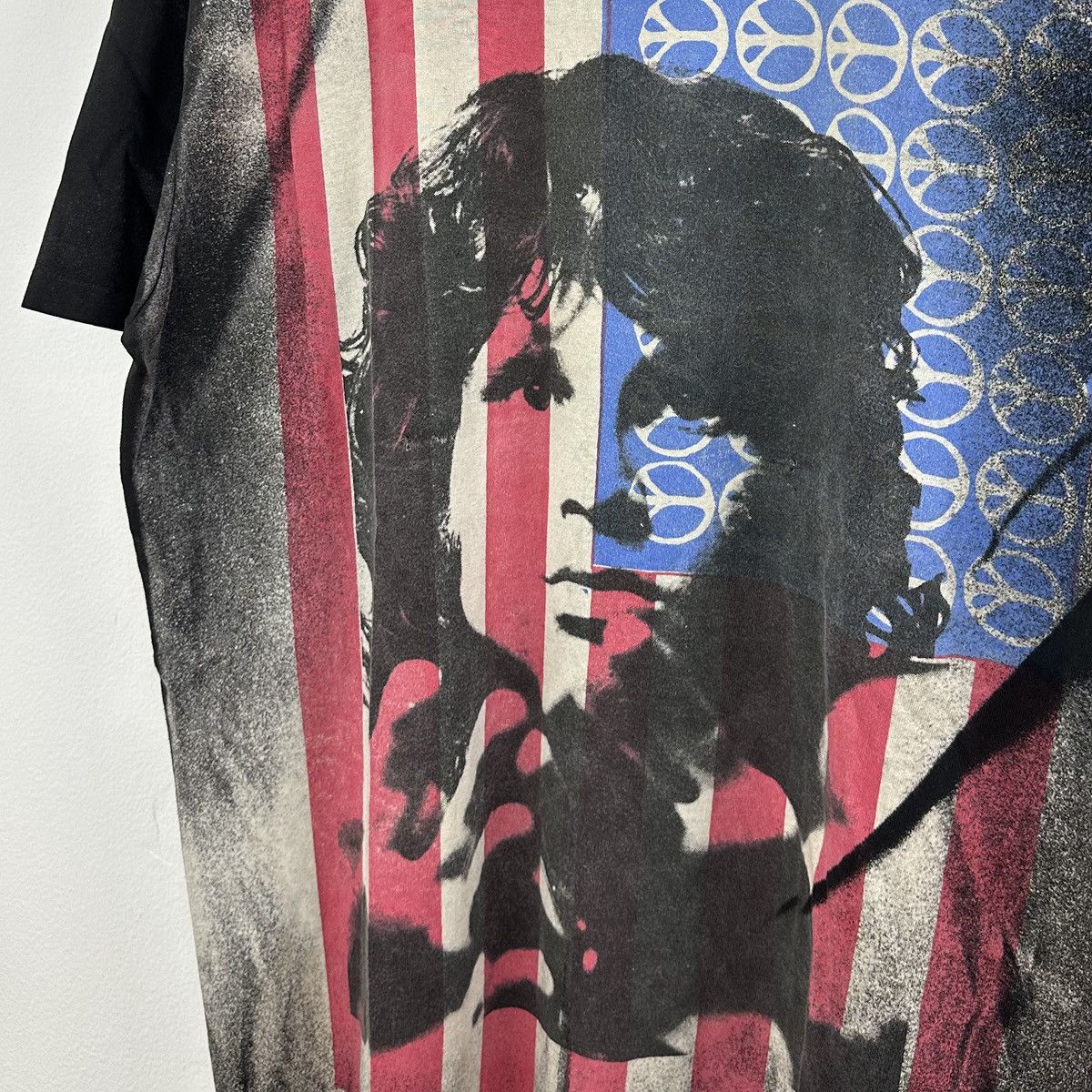 Band Tees × Vintage Vintage Jim Morrison T Shirt Mosquito Head Peace Sign Flag Size US L / EU 52-54 / 3 - 1 Thumbnail