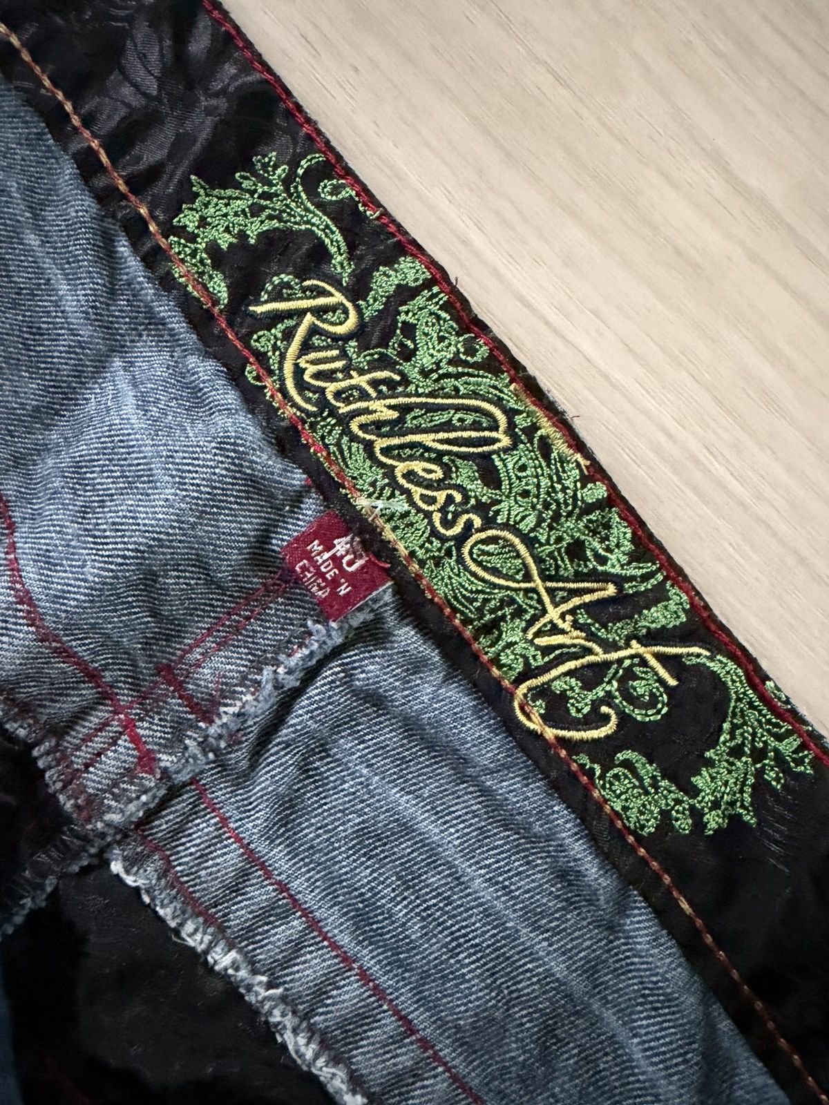 Vintage VTG Y2K Ruthless Art Denim Shorts Sz 42 Embroidered Baggy Size US 42 / EU 58 - 6 Thumbnail