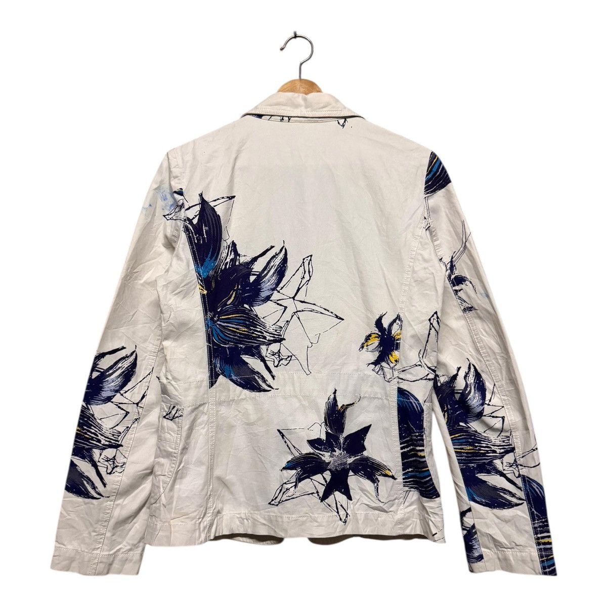 Kenzo Vtg🔥Kenzo Jeans Flower Painted Lace Blazer Jacket Size 40L - 2 Thumbnail