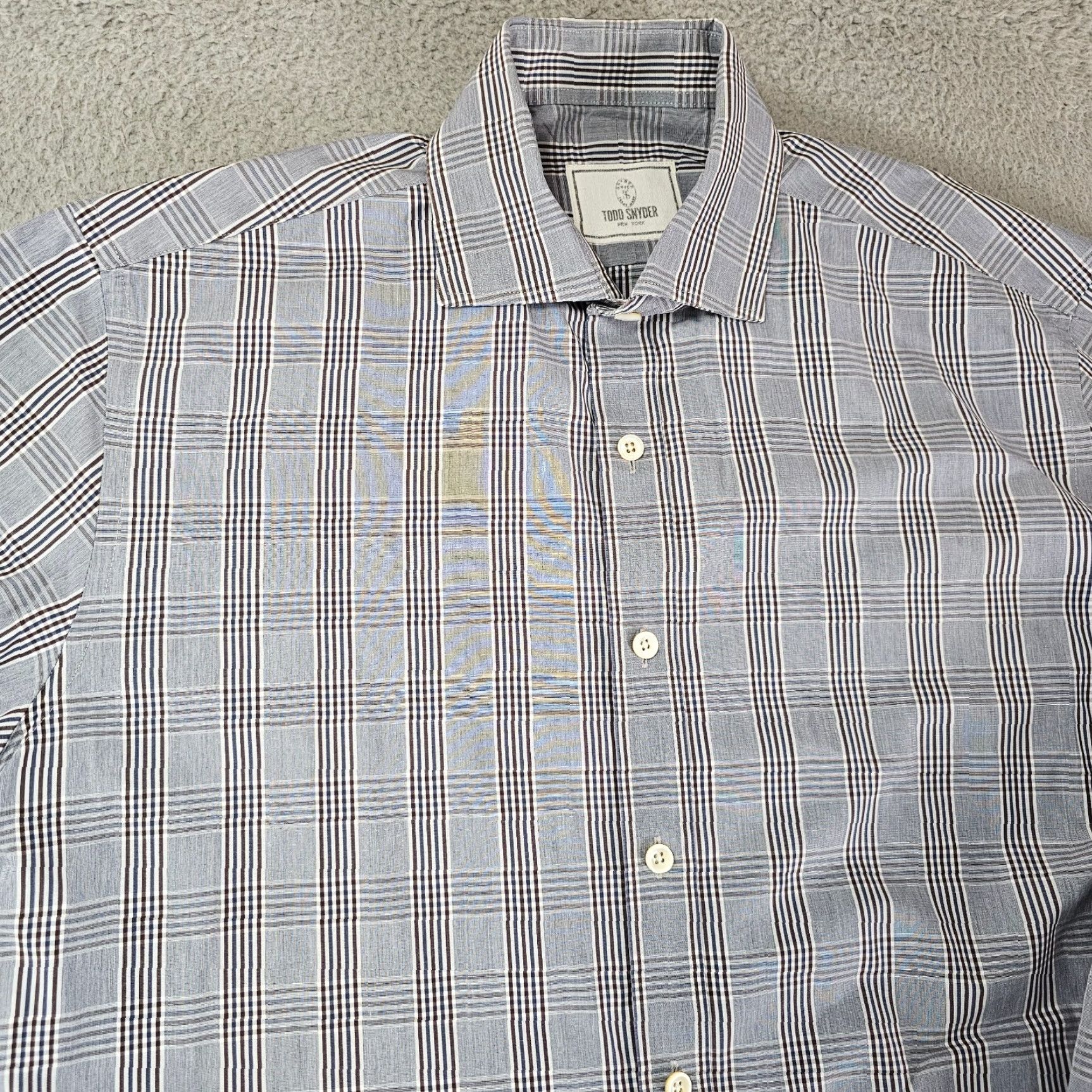 Todd Snyder Todd Snyder Dress Shirt Mens 16.5 34/35 Grey Glen Check Button Up Long Sleeve Shirt Size 46R - 3 Thumbnail