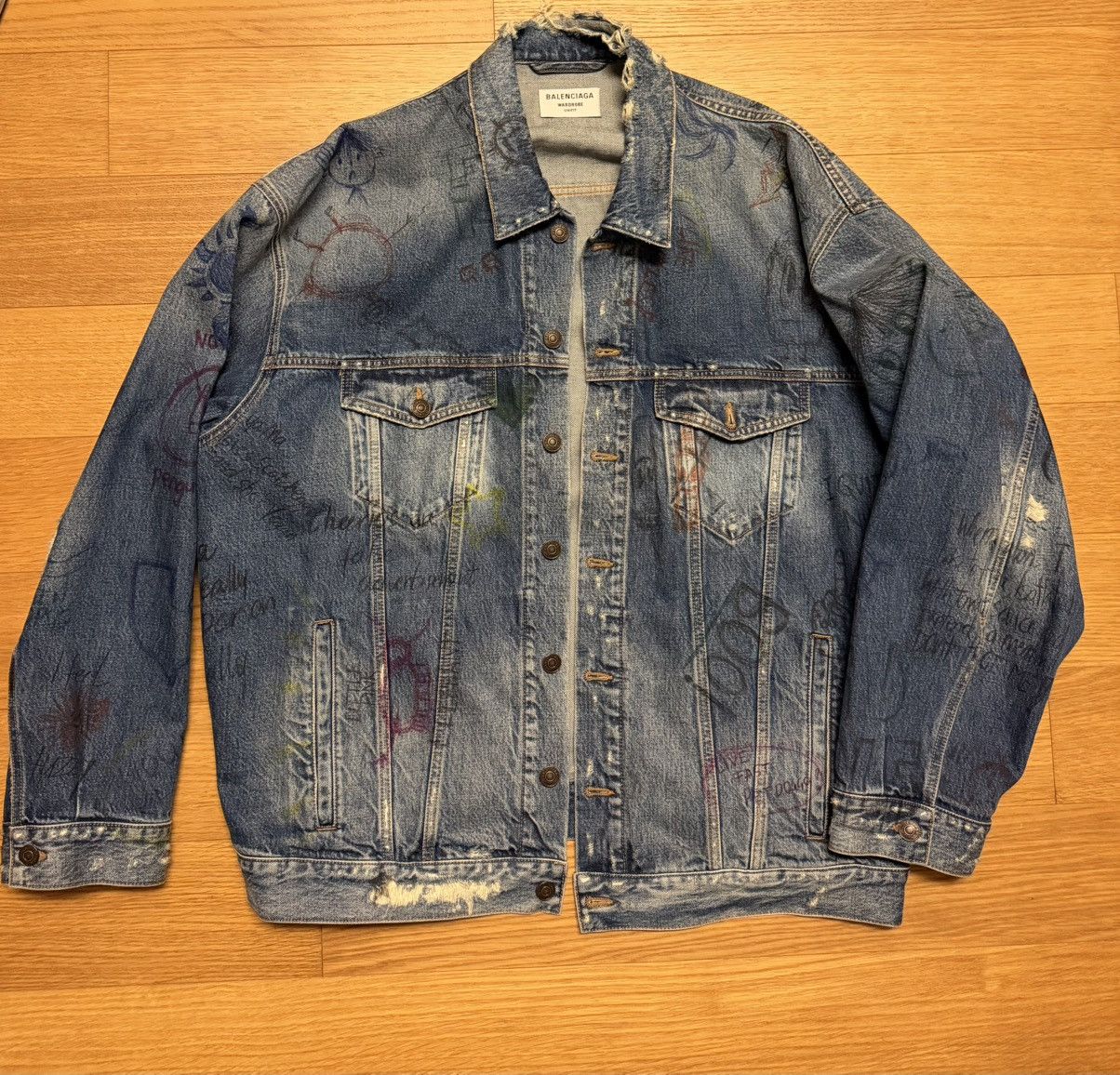 BALENCIAGA Scribble Oversized Denim Jacket