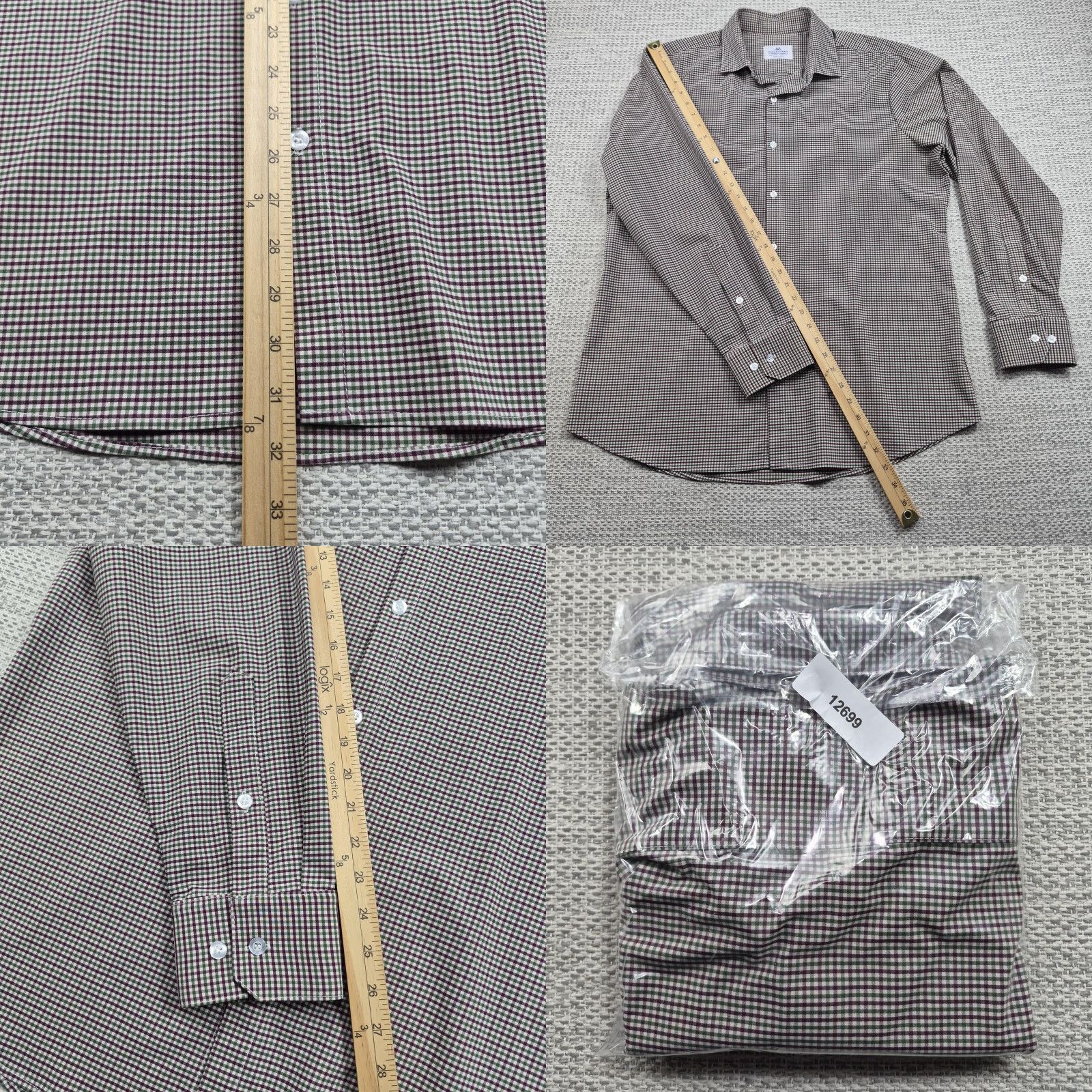 Mizzen+Main Mizzen+Main Button Up Shirt Mens XL Gingham Trim Fit Stretch Dress USA Made Size 46R - 9 Thumbnail