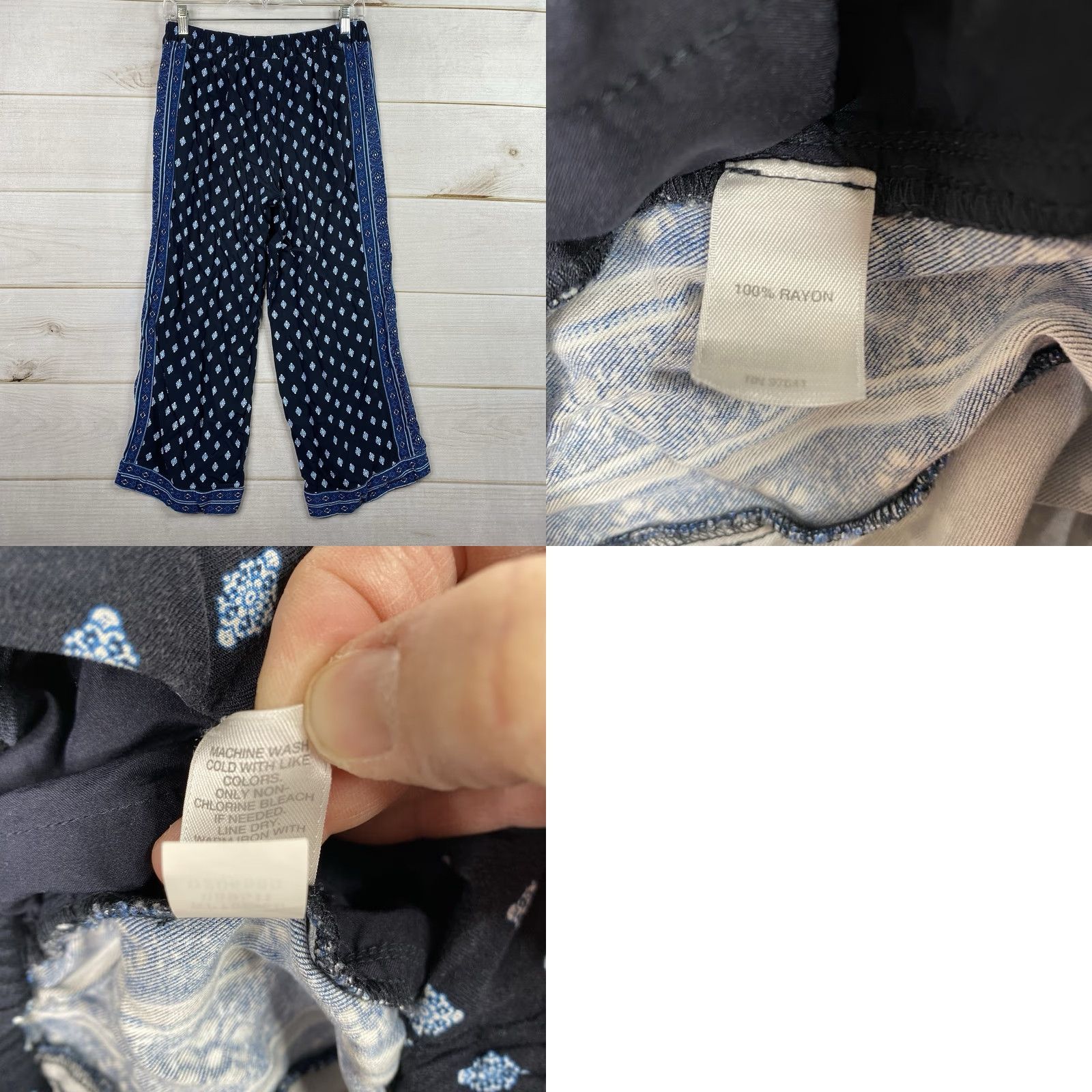 J. Jill J. Jill Pants Womens XS Blue Printed Bohemian Pull-On Elastic Waist Rayon Size 26" / US 2 / IT 38 - 8 Thumbnail