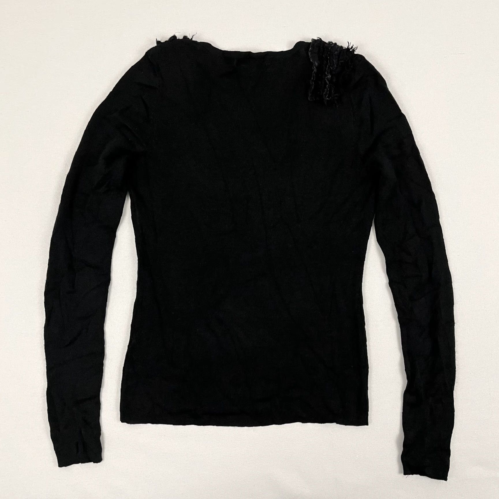Vintage Jorya Blouse Shirt Womens Size 8 XS / S Black Wool Blend Edgy Goth Ruffled Y2K Vintage Style Classic Womens Size M / US 6-8 / IT 42-44 - 6 Thumbnail