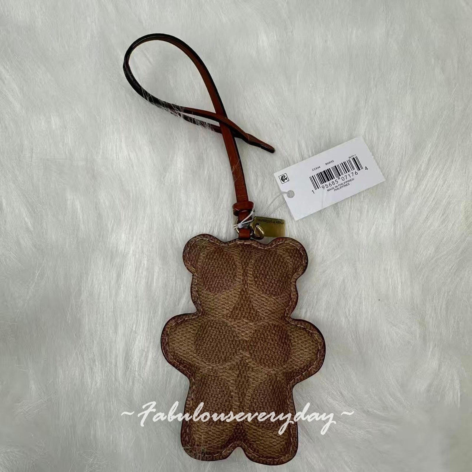 Coach Coach Bear Puffy Bag Charm In Signature Canvas Tan/Caramel Size ONE SIZE - 1 Thumbnail
