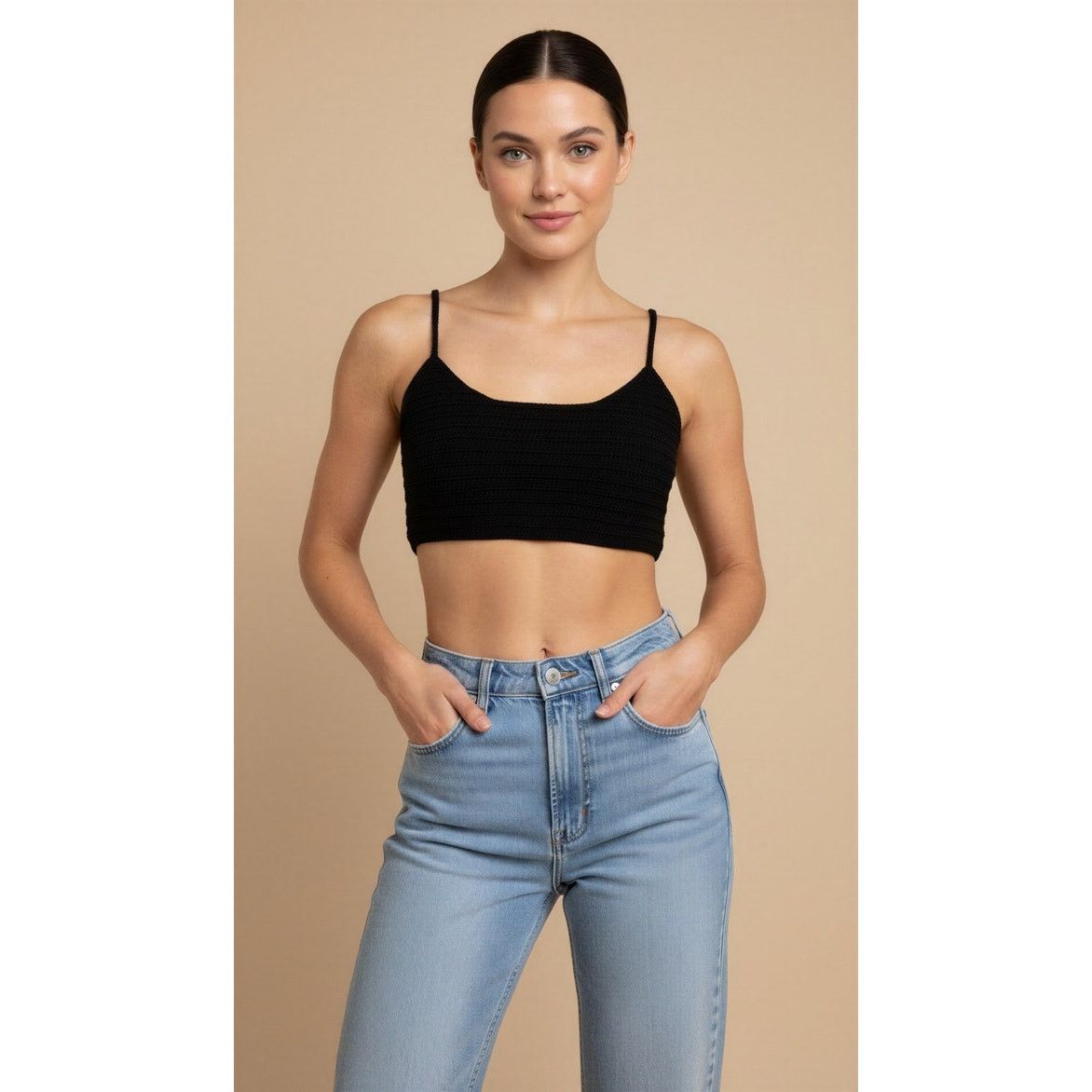 SKIMS NWT SKIMS Cropped Cami Top Womens 4XL Black Tie-Back Size 4XL / US 24-26 - 1 Thumbnail