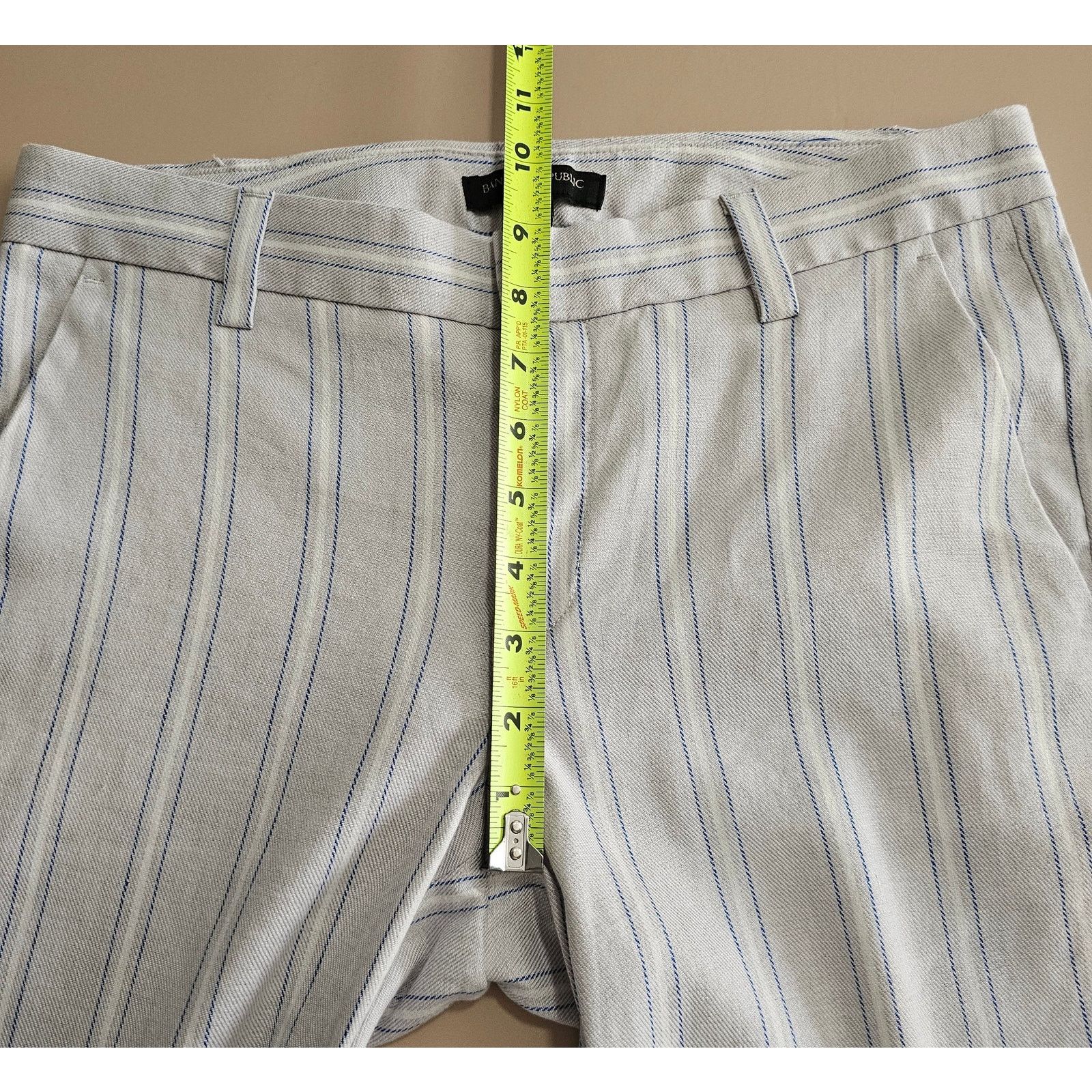 Banana Republic BANANA REPUBLIC AVERY Linen Cotton Striped Ankle Pants 4 Size 27" / US 4 / IT 40 - 4 Thumbnail