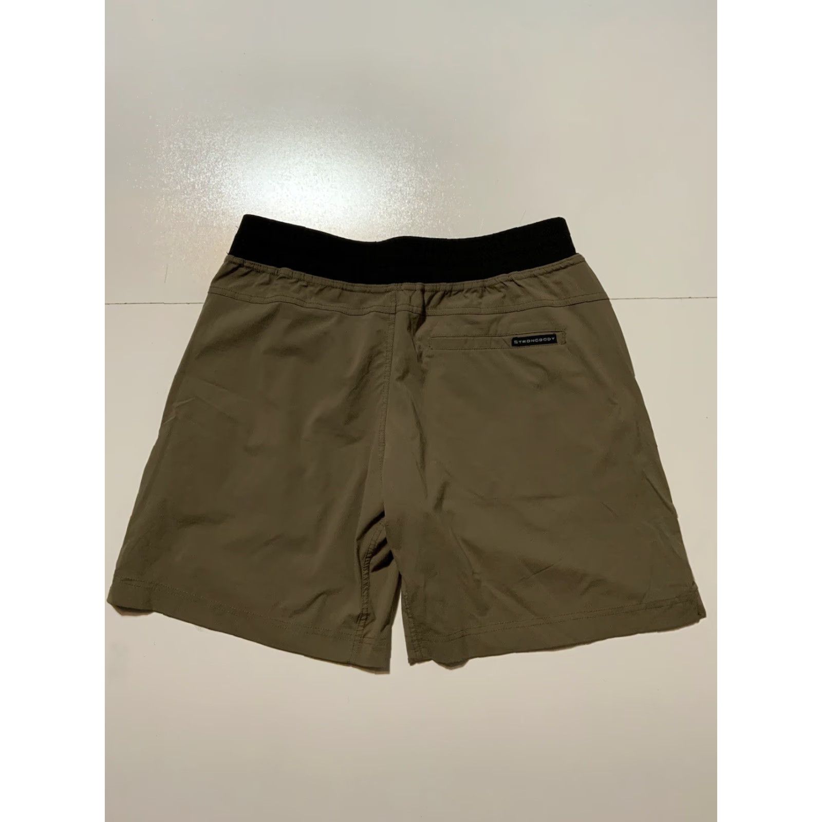 Vintage Strongbody Taupe Black 7” Inseam Workout Gym Stretch Training Shorts Sz. L Size US 33 - 2 Thumbnail