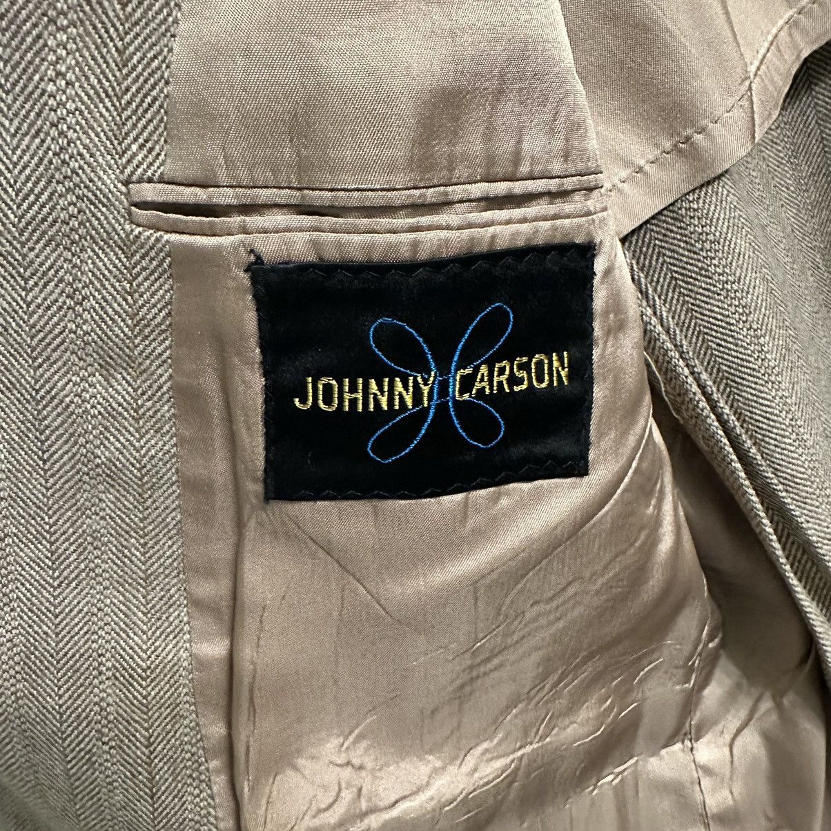 Other Vintage Johnny Carson Tan Herringbone Blazer Size 38R - 3 Thumbnail