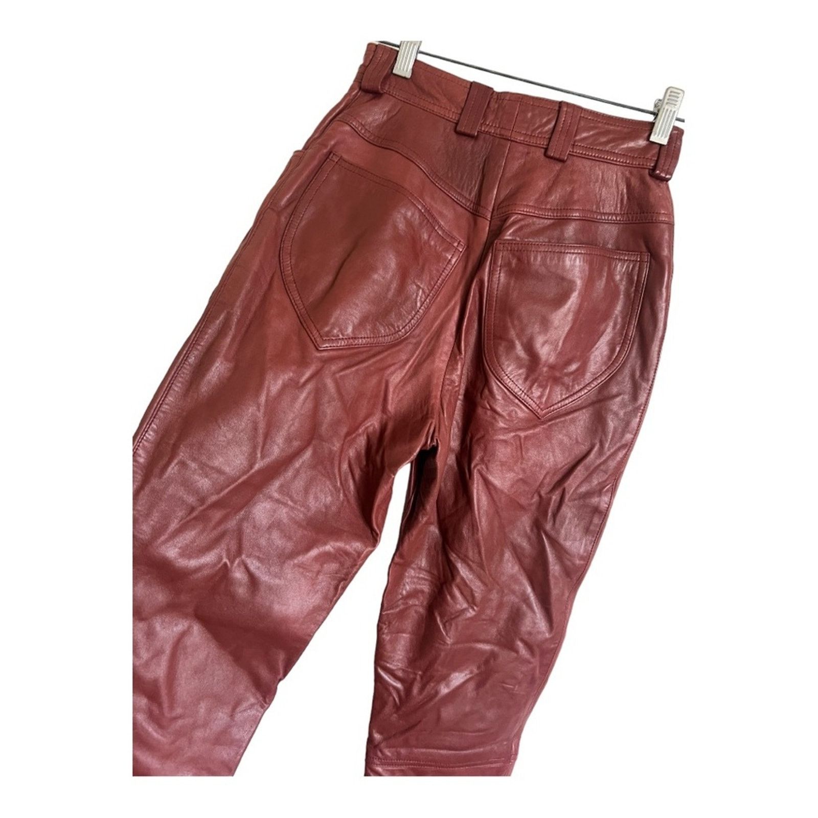Escada 90s Escada 90s Brown Leather High Waisted Pant Size 34(US S) Size 25" / US 0 / IT 36 - 16 Thumbnail