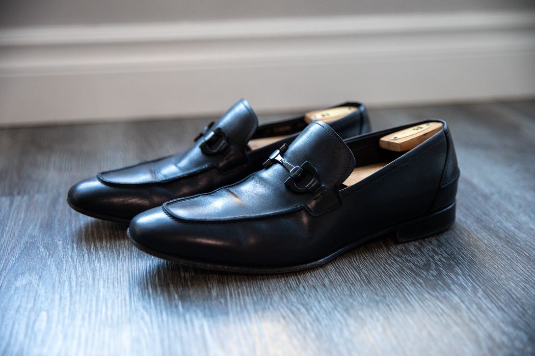 Salvatore Ferragamo Black leather Loafers Dress shoes Size US 7.5 EEE