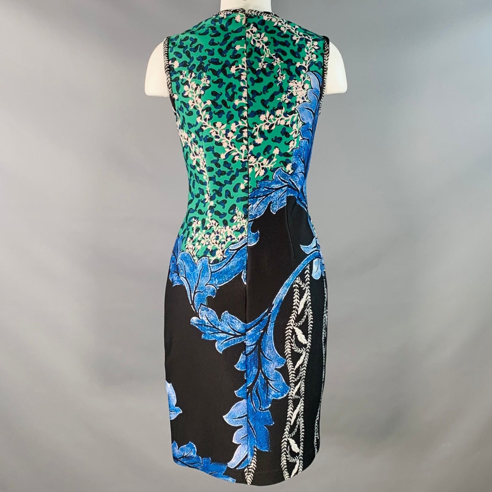 Yigal Azrouel Size 6 Black Green Blue Polyester Blend Cocktail Dress Size M / US 6-8 / IT 42-44 - 4 Thumbnail