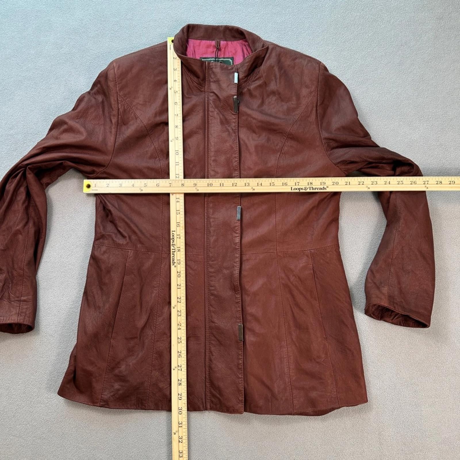 Cesare Attolini CAESAR Made in Italy Vera Pelle Leather Jacket Women 50 Brow Size XL / US 12-14 / IT 48-50 - 4 Thumbnail