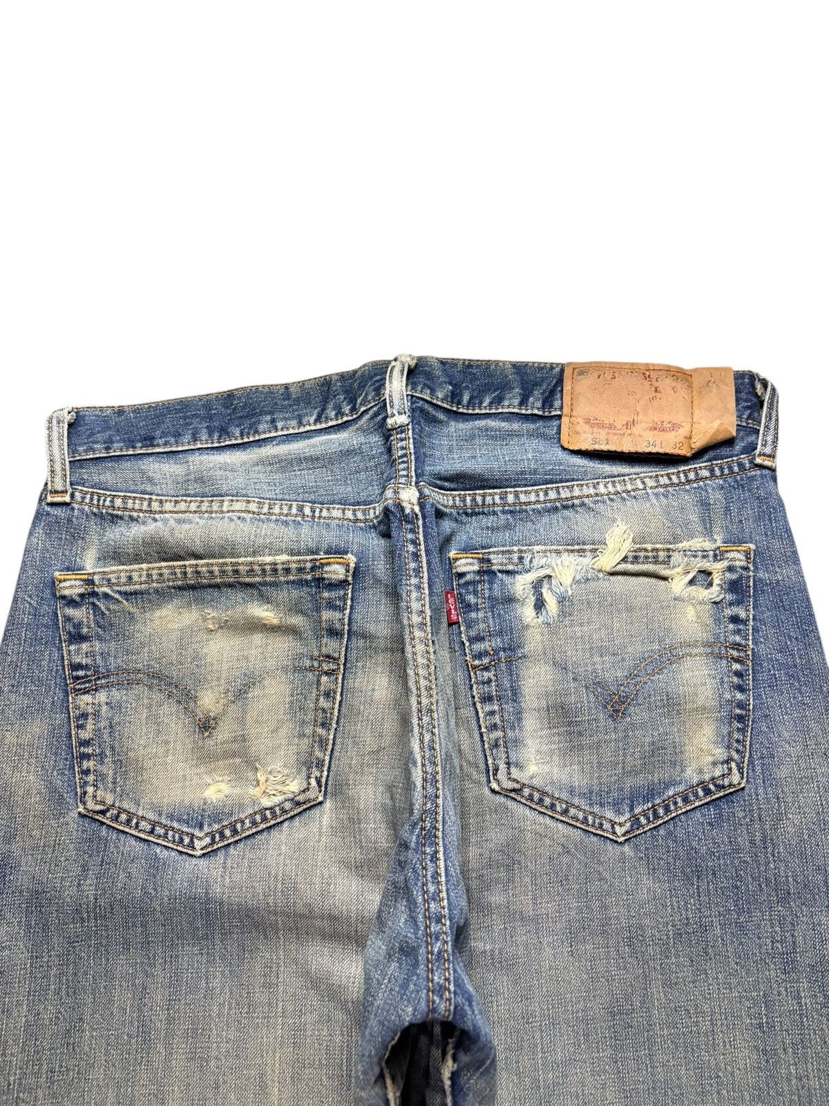 Levi's Vintage 90s Levis 501 Rusty Mud Wash Ripped Loose Jeans Size US 33 - 8 Thumbnail