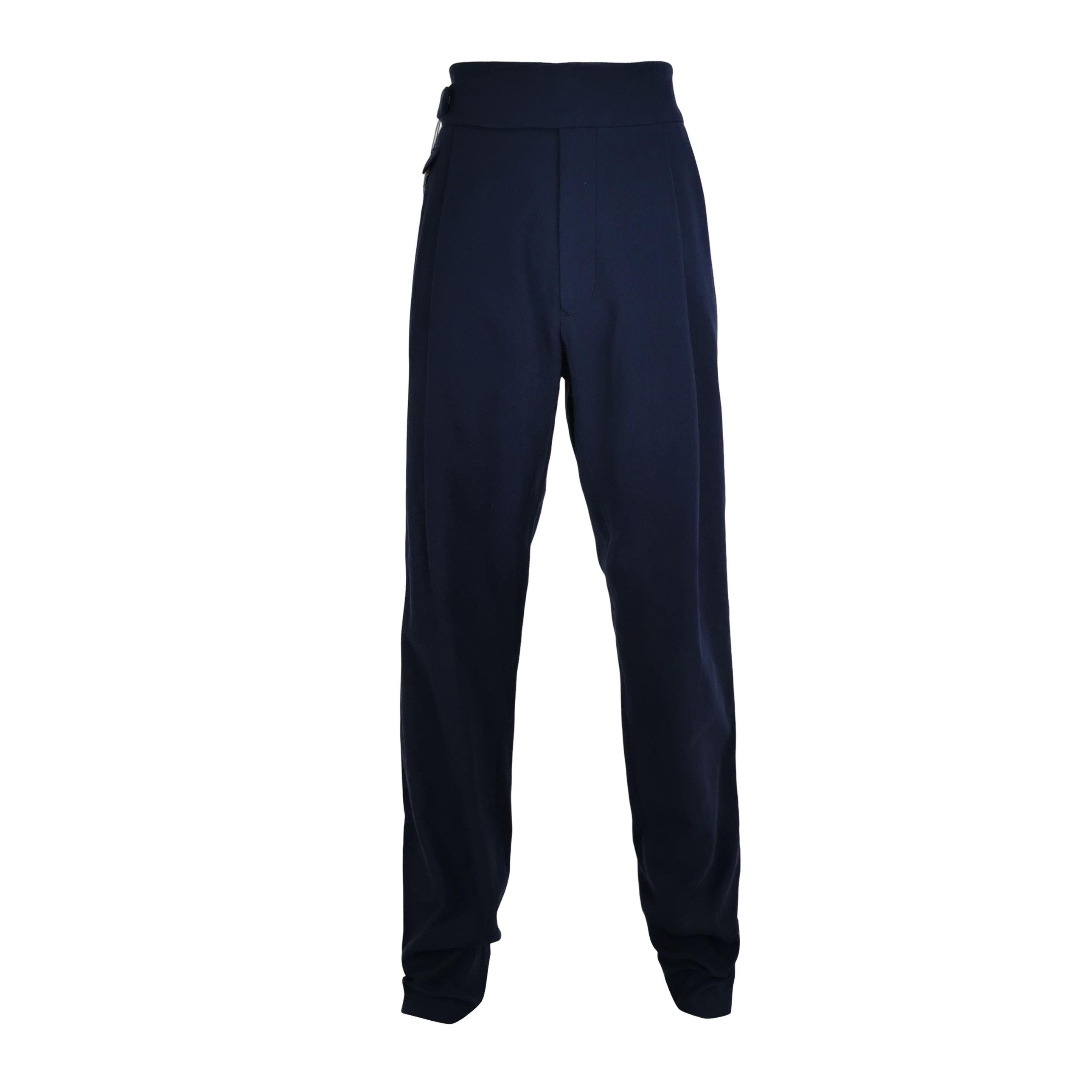 Giorgio Armani Giorgio Armani Solid Navy Cotton Trousers US 36 Size US 36 / EU 52 - 1 Thumbnail