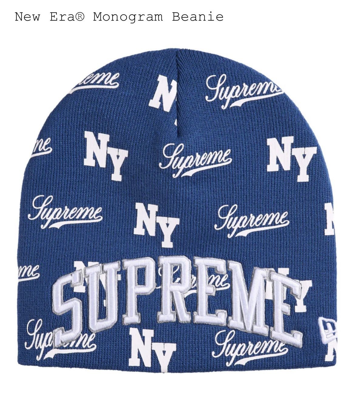 New Era × Supreme New Era® Monogram Beanie Size ONE SIZE - 1 Thumbnail