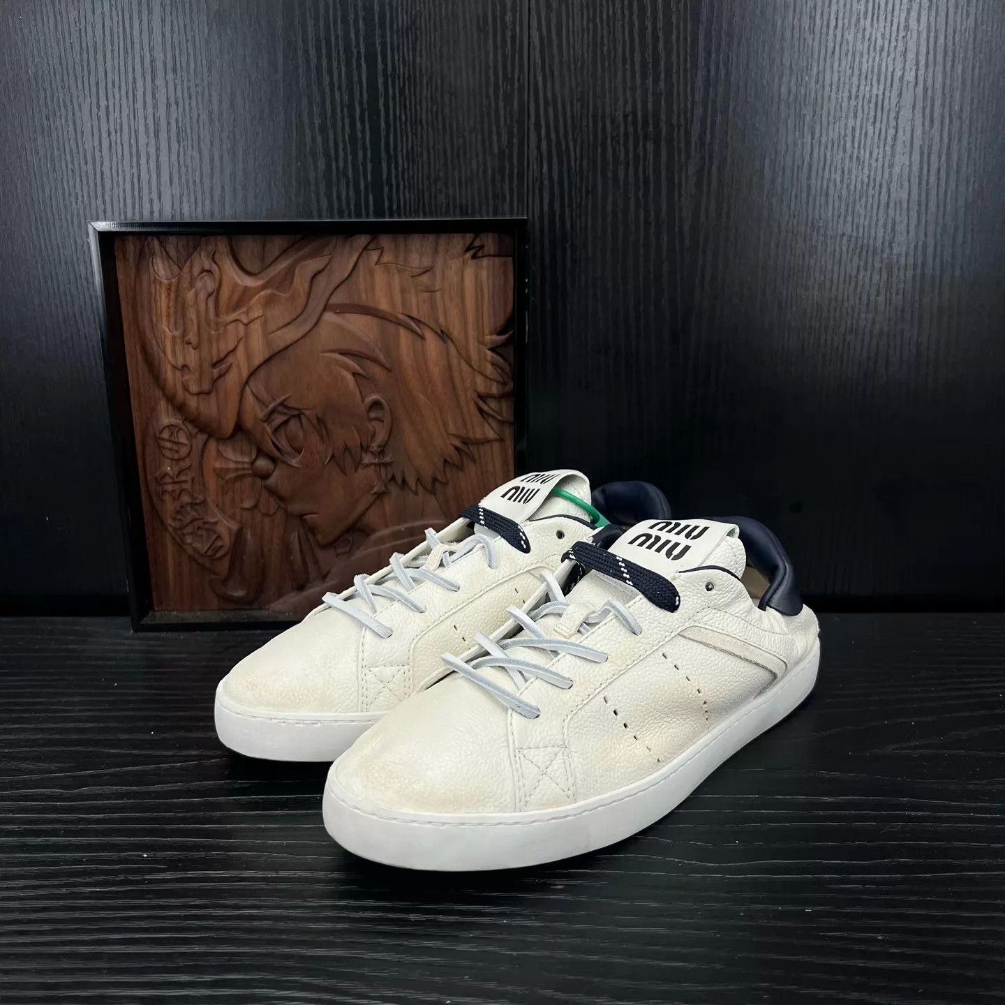 Miu Miu MIU MIU Deco Distressed White Sneakers 37 Size US 6.5 / IT 36.5 - 1 Thumbnail