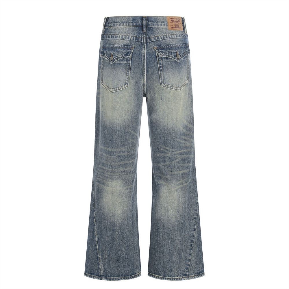 Vintage hippie trend Vibe men's retro punk washed flared jeans Size US 32 / EU 48 - 2 Thumbnail