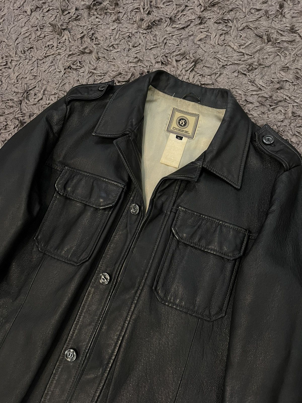 Image of Archival Clothing x Diesel Vintage Diesel Leather Jacket Archival Avant Garde in Black (Size Large)