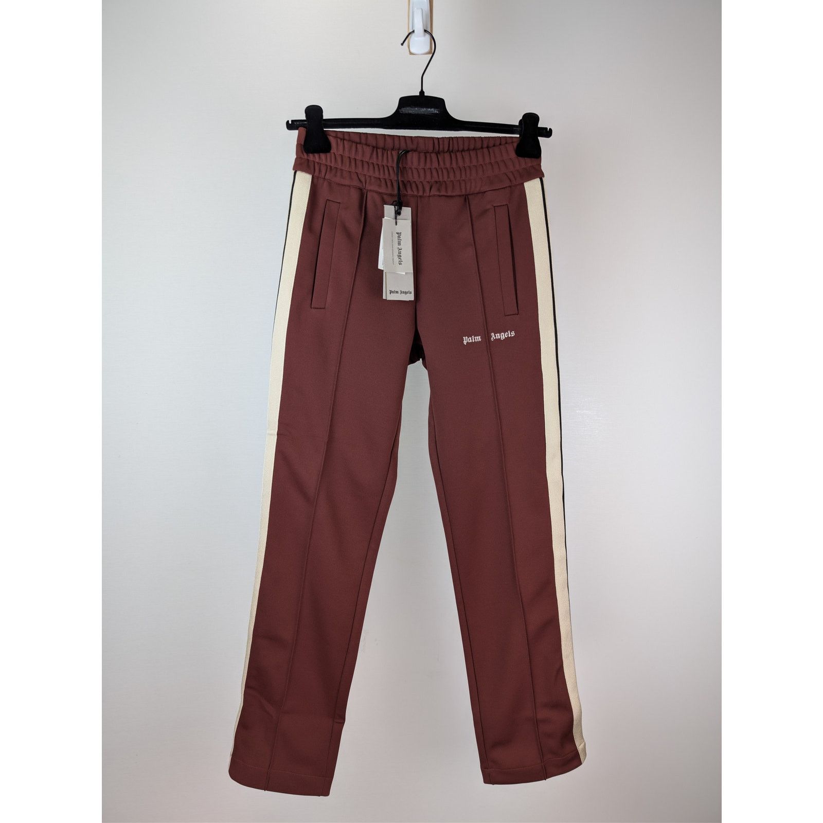 Palm Angels o1rshd1 Classic Logo Track Pants in Burgundy / Off White Size US 34 / EU 50 - 1 Thumbnail