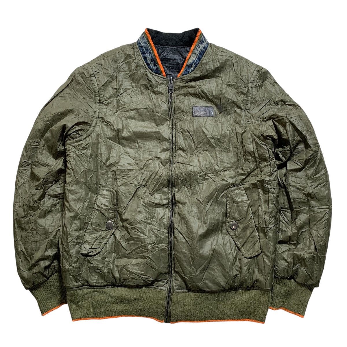 Diesel Reversible Diesel Bomber Jacket Black Green Army Reflective Size US L / EU 52-54 / 3 - 11 Thumbnail
