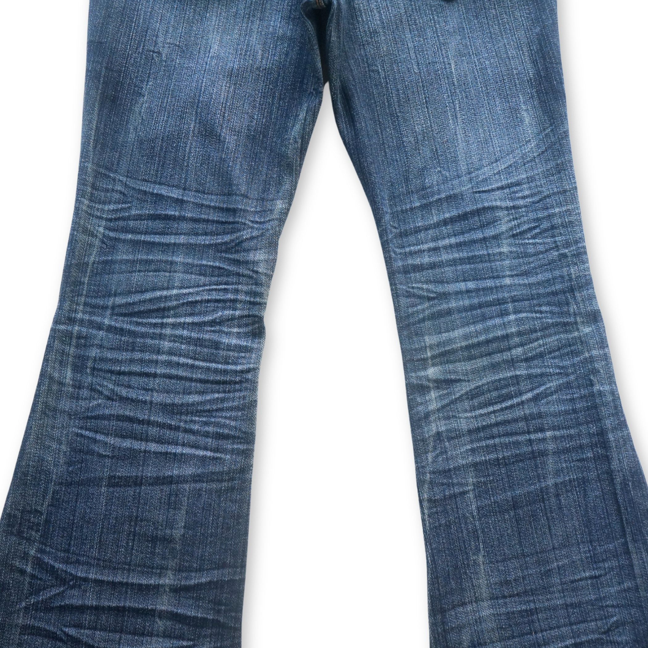 Japanese Brand Q.CO.CO By Happy Valley Low Rise Flare Whisker Jeans Size 26" / US 2 / IT 38 - 5 Thumbnail