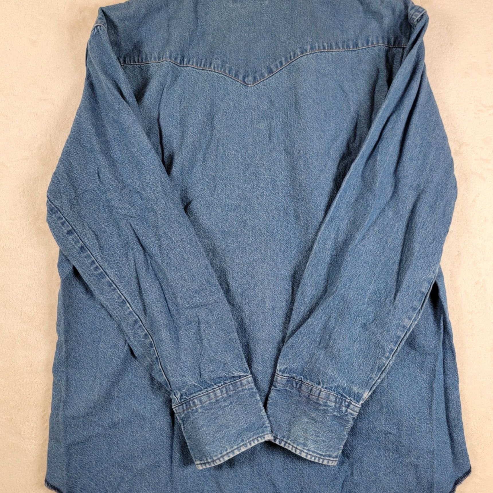 Wrangler VINTAGE Wrangler Mens Button-Down Shirt Regular L Blue Denim Western Pearl Snap Size US L / EU 52-54 / 3 - 4 Thumbnail
