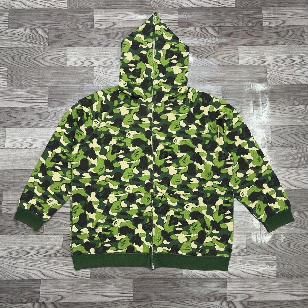 Bape Bape Camo Green Full Zip Up Hoodie Size US L / EU 52-54 / 3 - 2 Thumbnail
